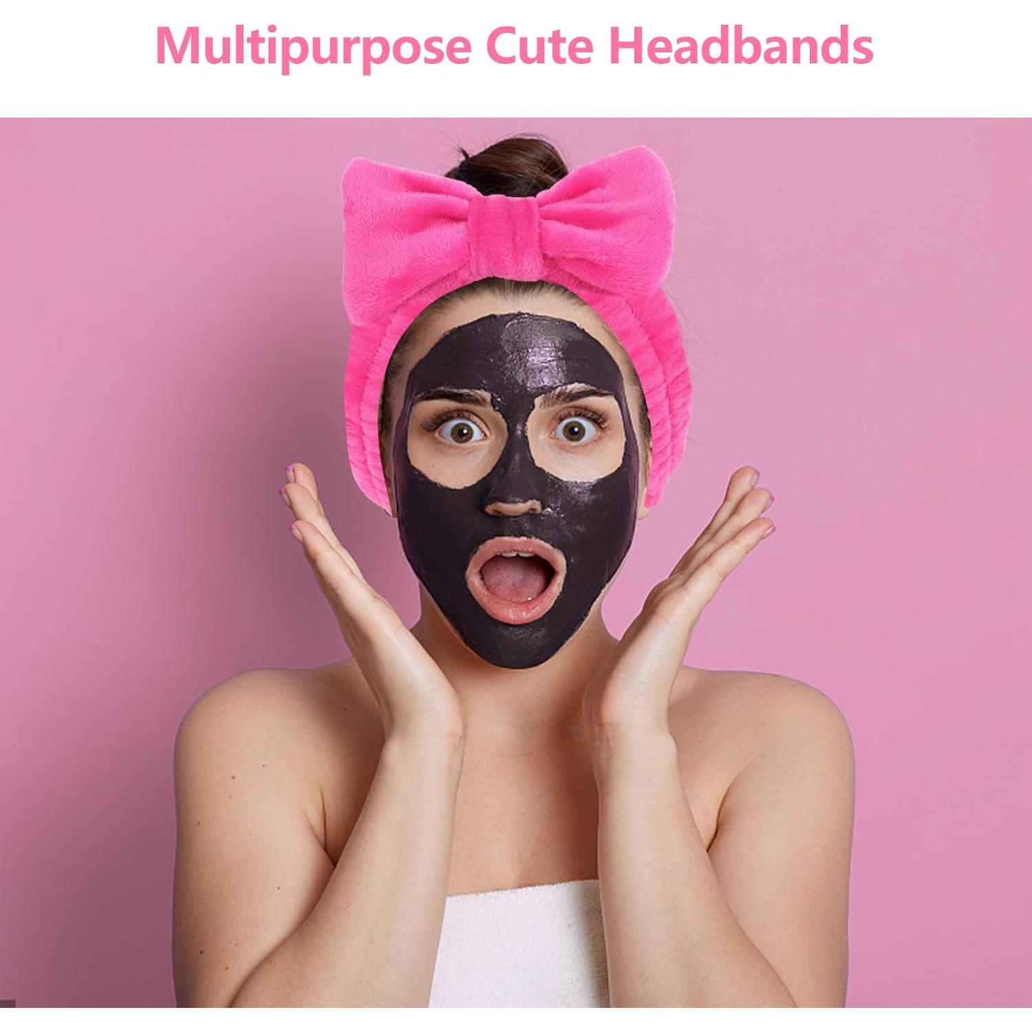 Diademas de Spa Rosa Ondder 8 Pcs para Cuidado Facial y Maquillaje