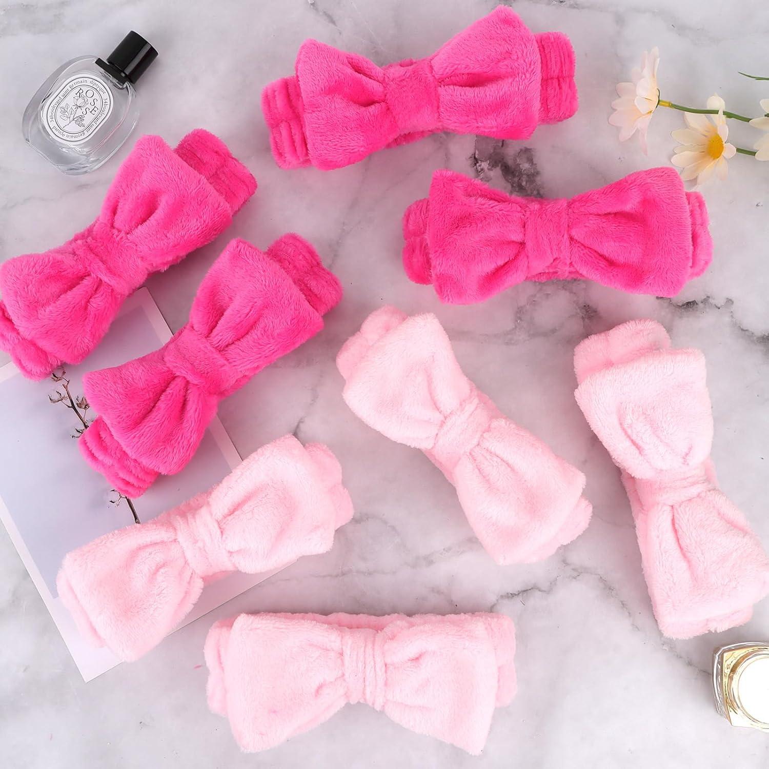 Diademas de Spa Rosa Ondder 8 Pcs para Cuidado Facial y Maquillaje