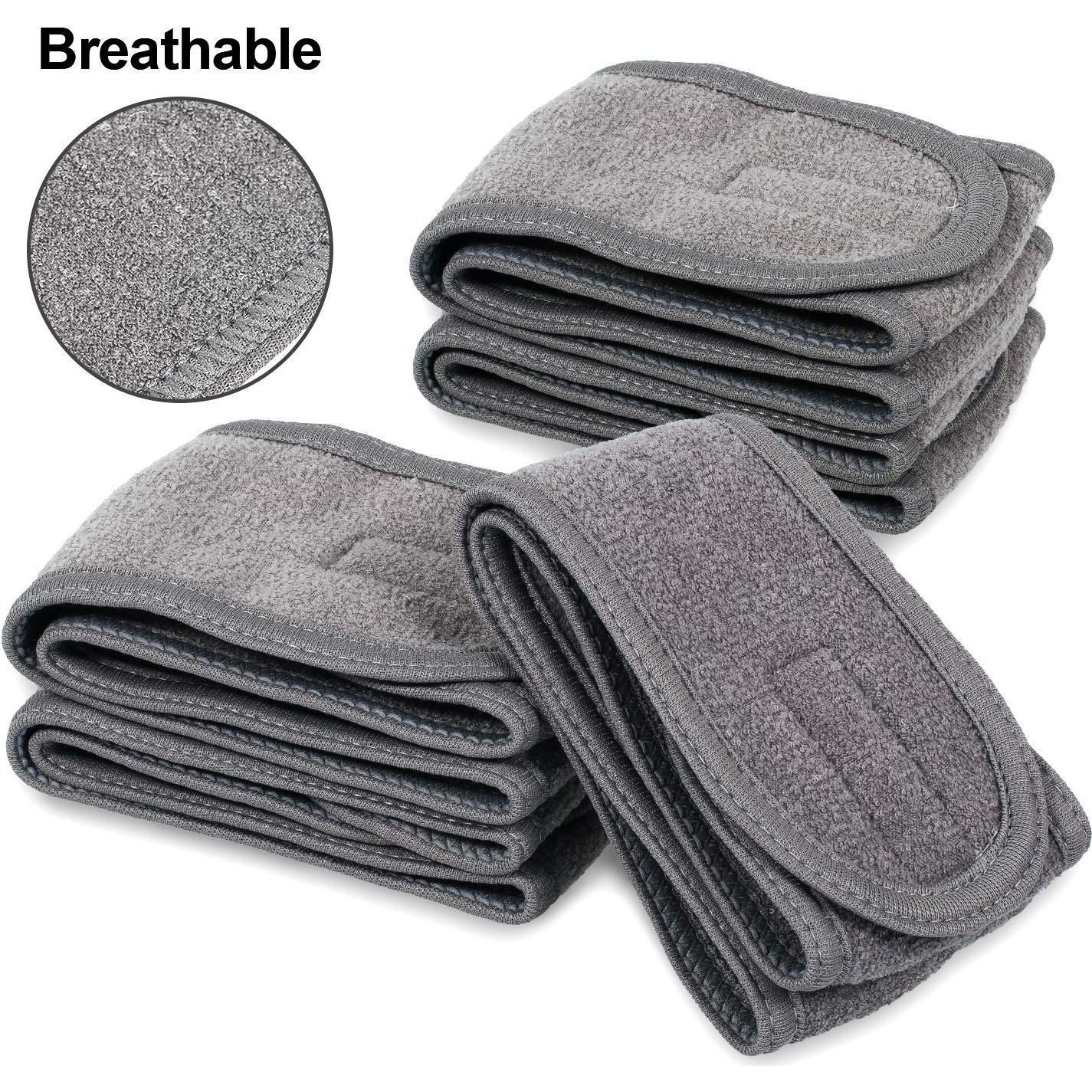 Diadema Facial de Spa Whaline - Paquete de 4 Toallas Rizo Gris