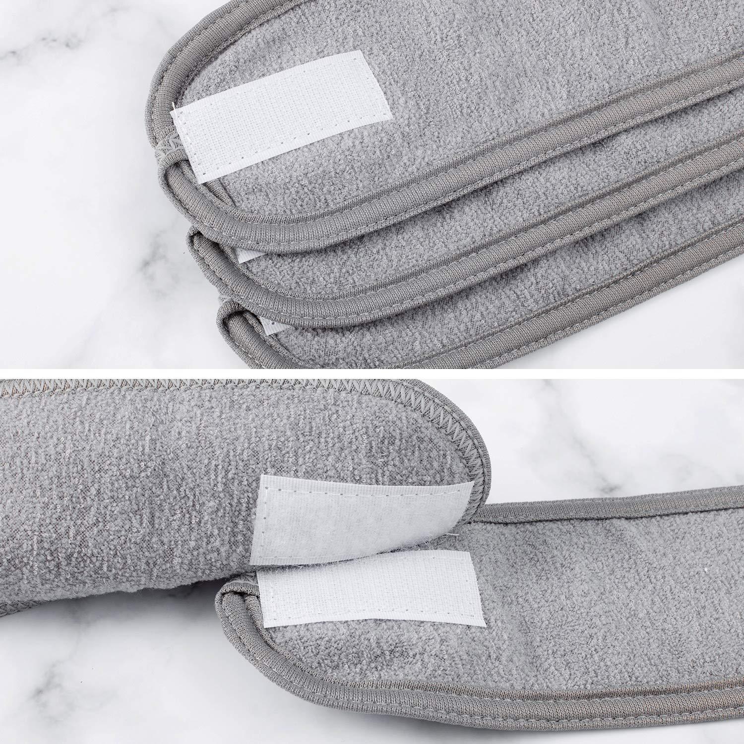 Diadema Facial de Spa Whaline - Paquete de 4 Toallas Rizo Gris