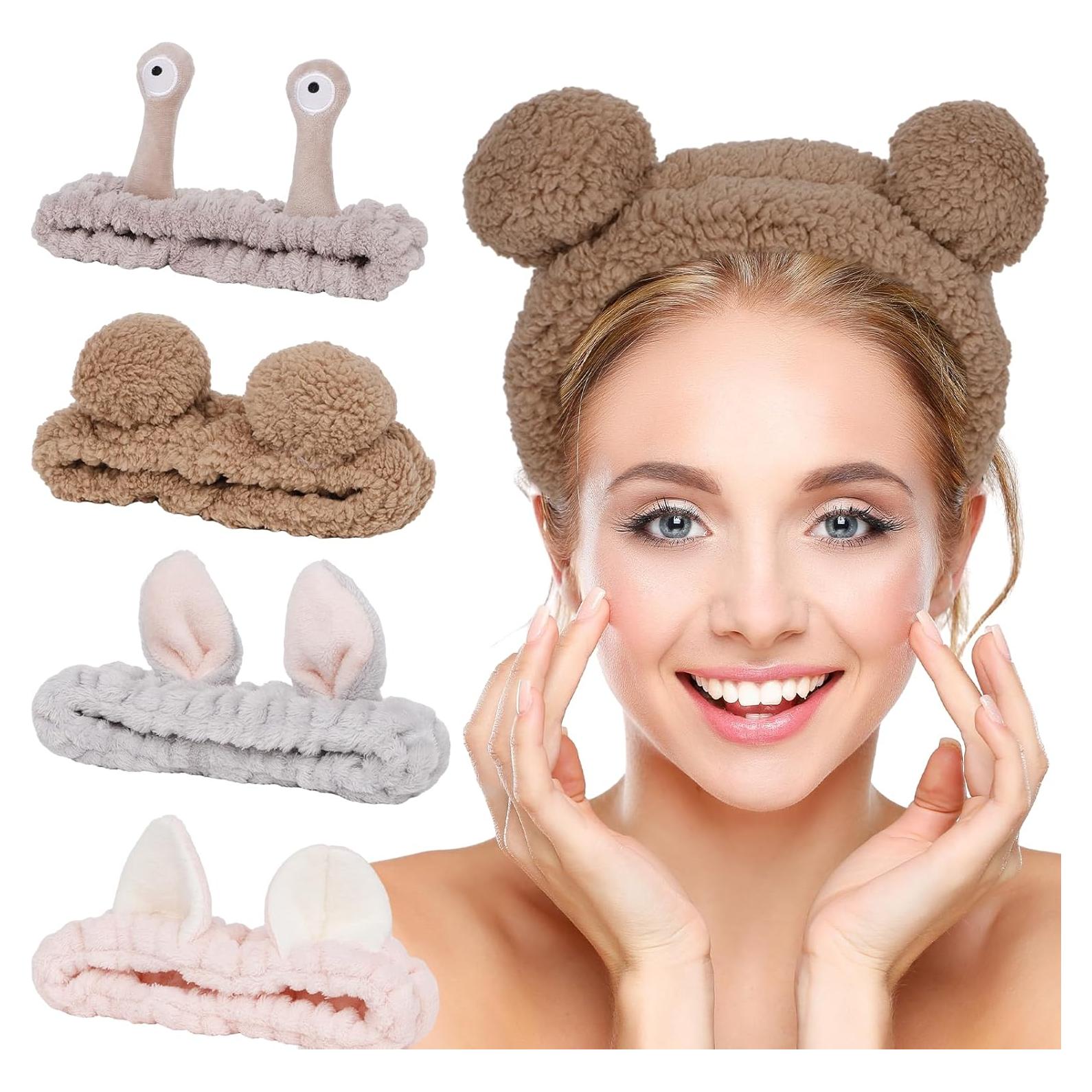 Diadema de Spa YISSION 4 Piezas Microfibra para Maquillaje