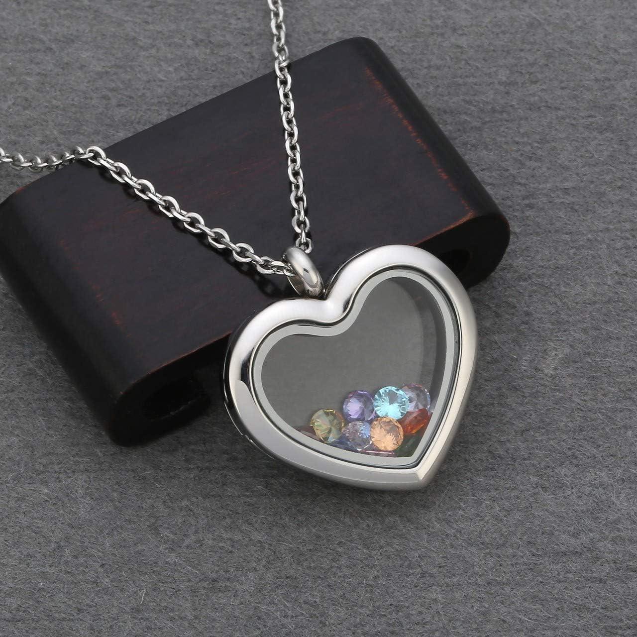 Colgante Flotante de Vidrio Jovivi Corazón 27x30mm Acero Inoxidable