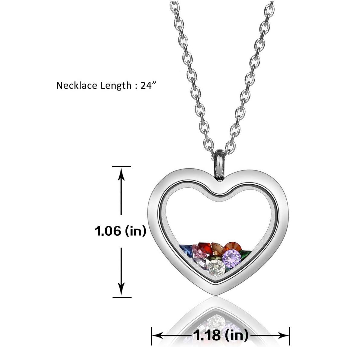 Colgante Flotante de Vidrio Jovivi Corazón 27x30mm Acero Inoxidable