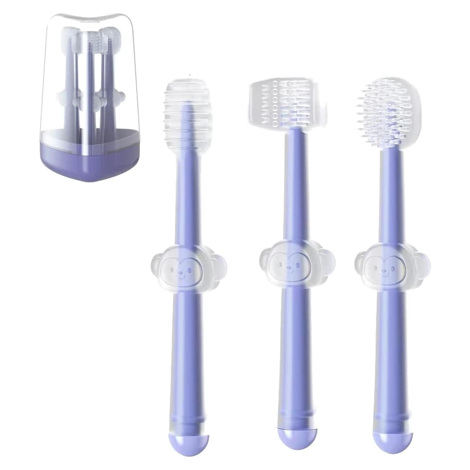 PandaEar Juego de Cepillos de Dientes de Silicona para Bebés 0-18 Meses