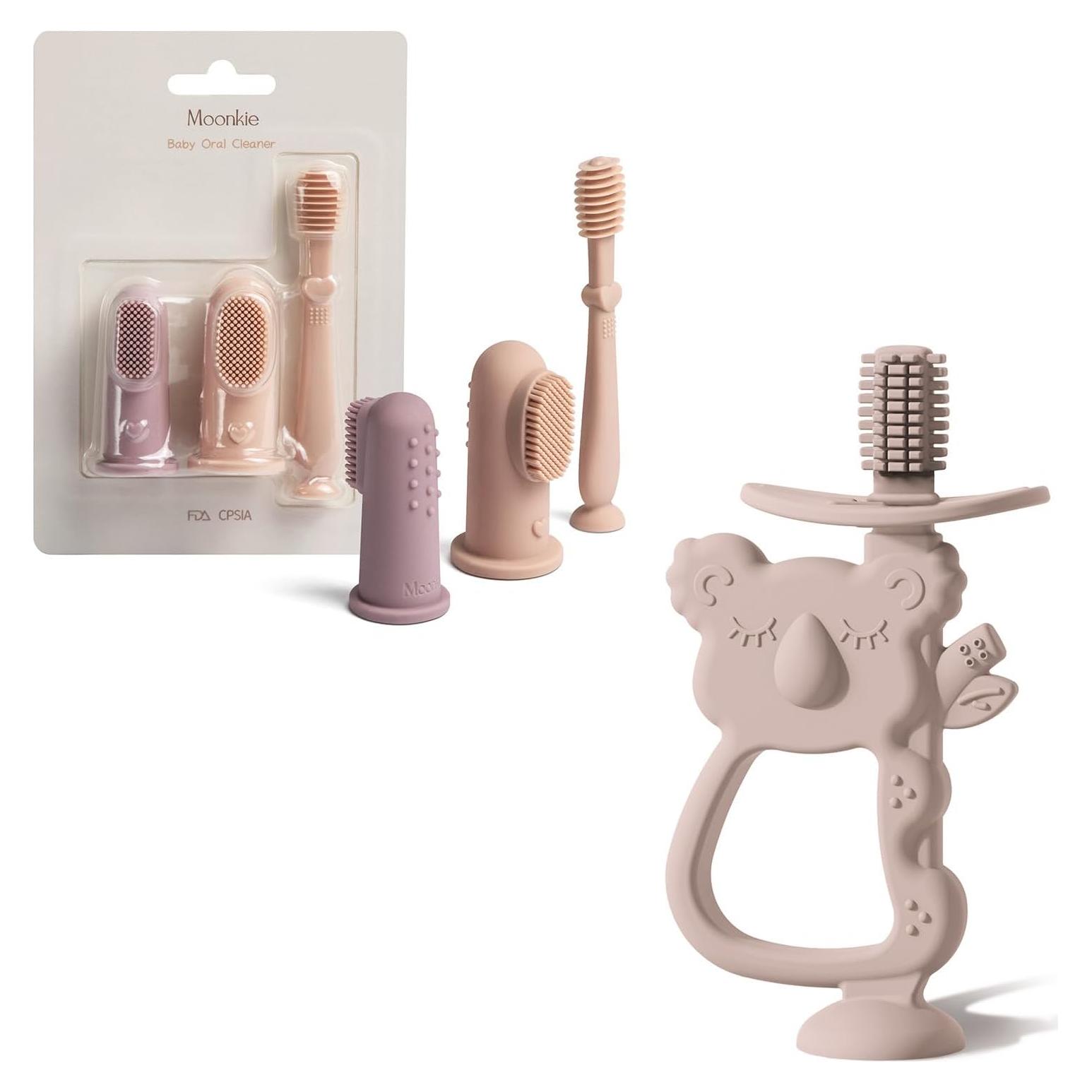 Kit de Cuidado Oral Moonkie Baby | Cepillo de Dedo y Limpiador