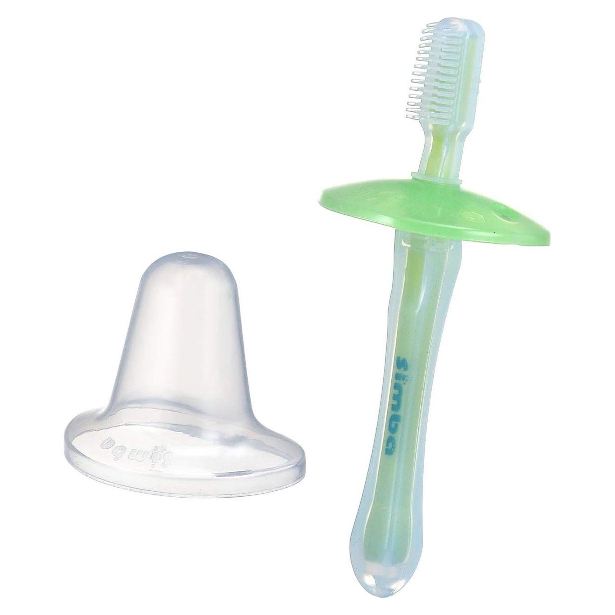 Cepillo de Dientes de Silicona Simba Verde con Cerdas Suaves