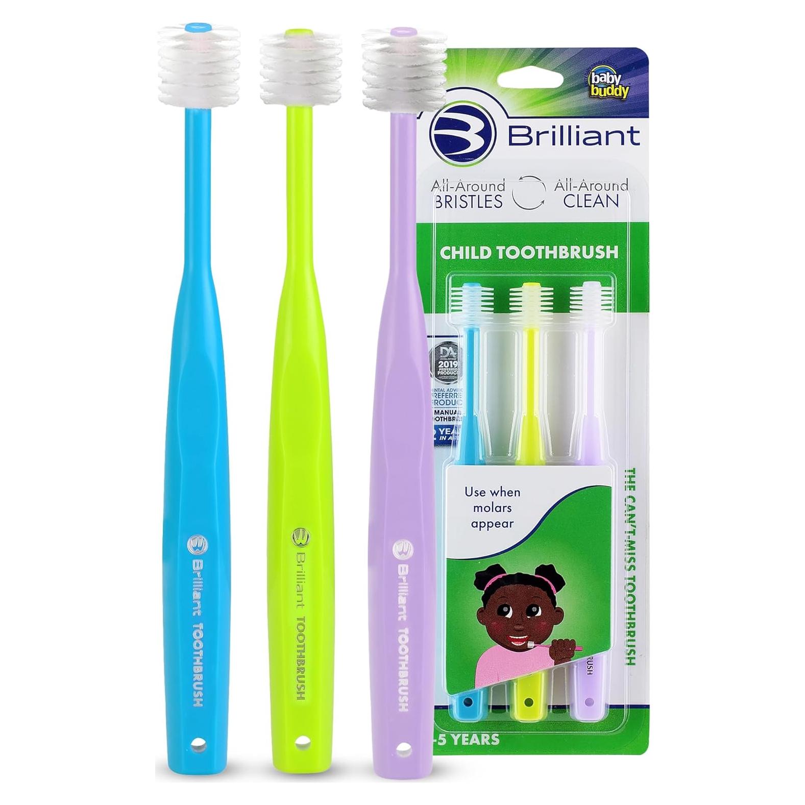Cepillo de dientes Brilliant Oral Care para niños 3 unidades