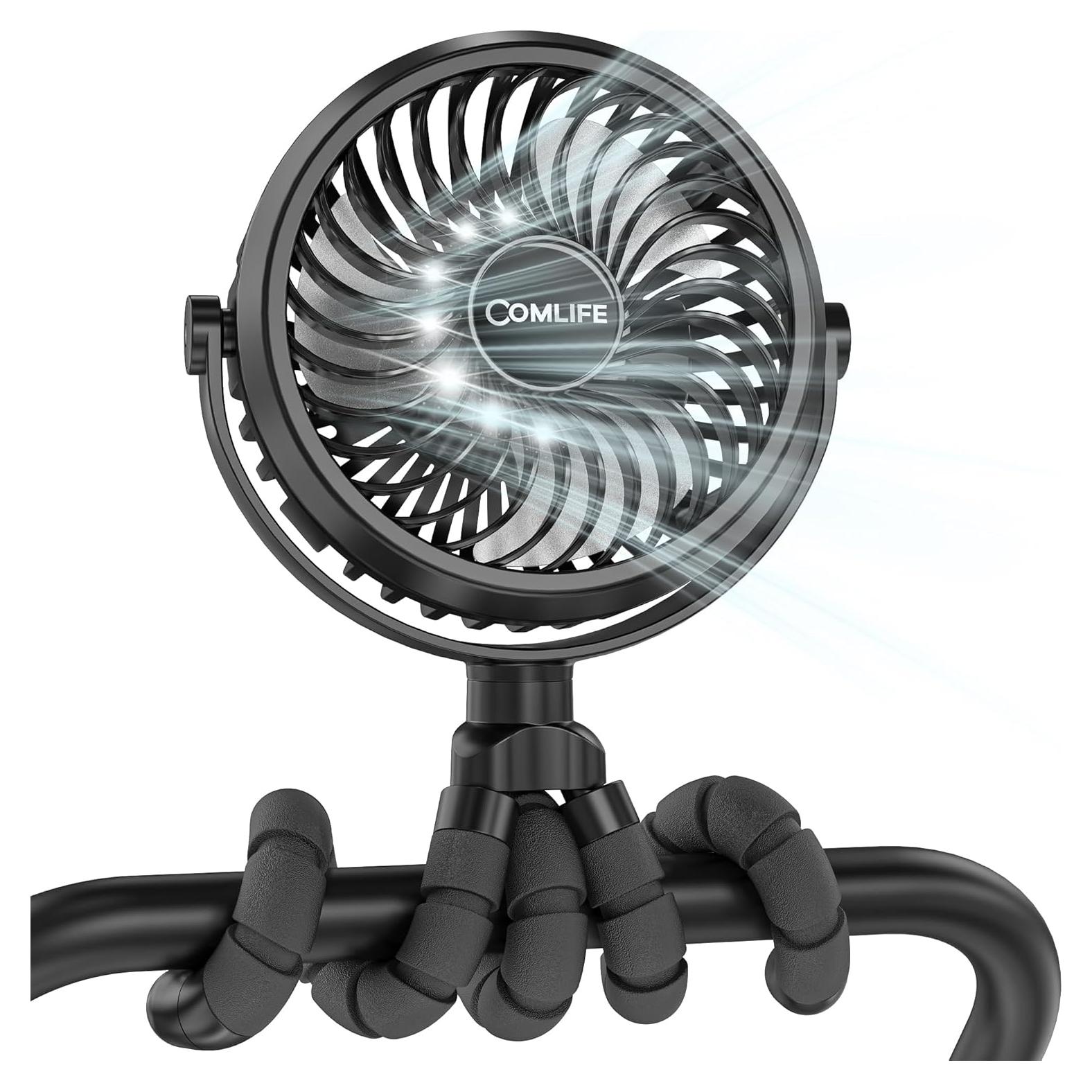 Ventilador Portátil COMLIFE con Luz LED y Batería Recargable