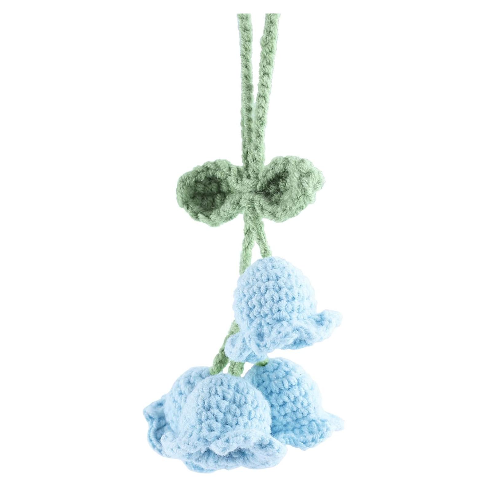 Espejo Decorativo de Coche Hecho a Mano Lirio del Valle Azul