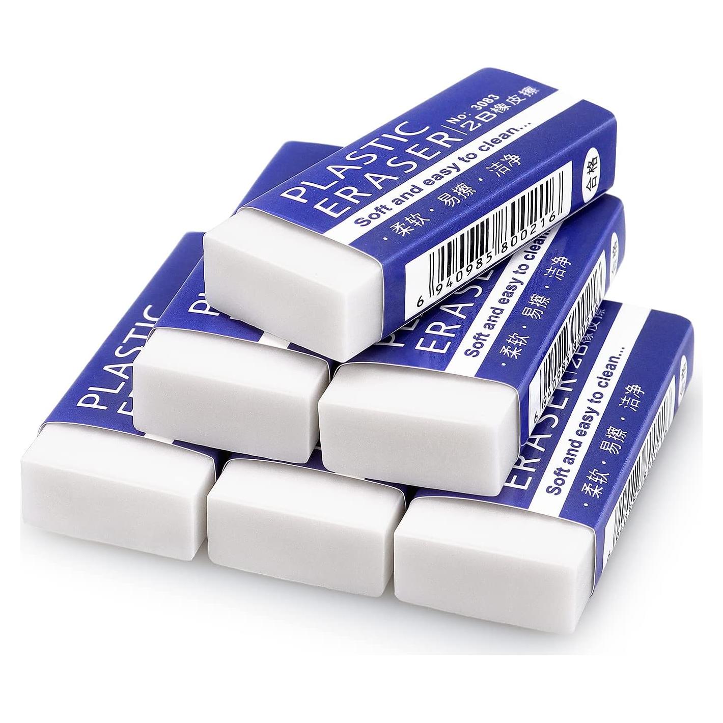 Paquete de 6 Borradores Grandes Blancos Tamaki para Escuela