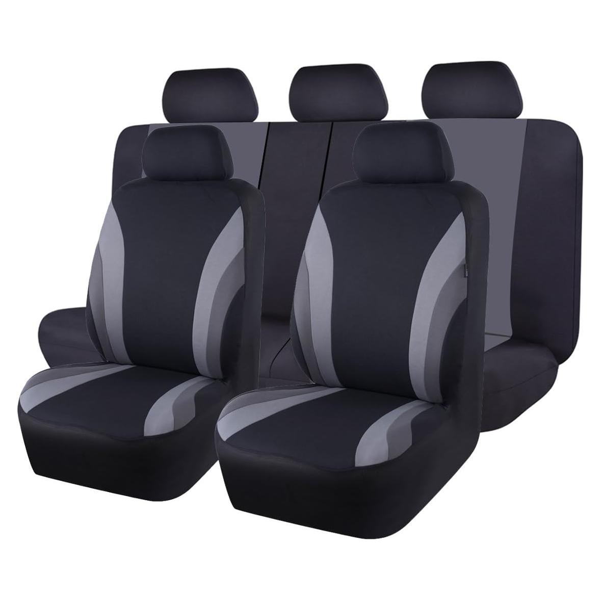 Cubiertas de Asiento de Coche CAR PASS 11PCS Universal Negro y Gris