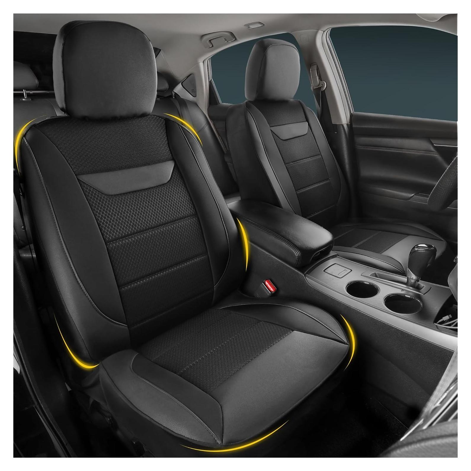 Funda de Asiento de Coche Kingphenix 2 Pack Cuero Negro