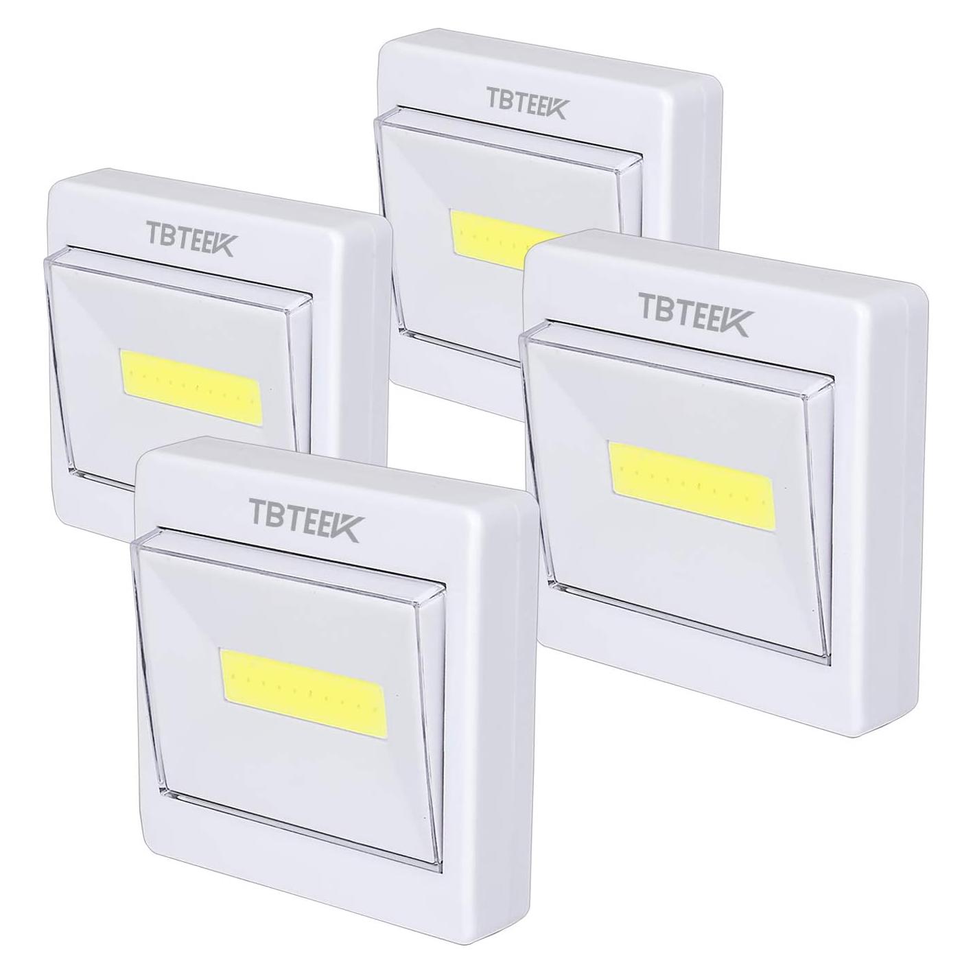 Luz de Armario LED TBTEEK 200 Lúmenes, Batería, 4 Pcs