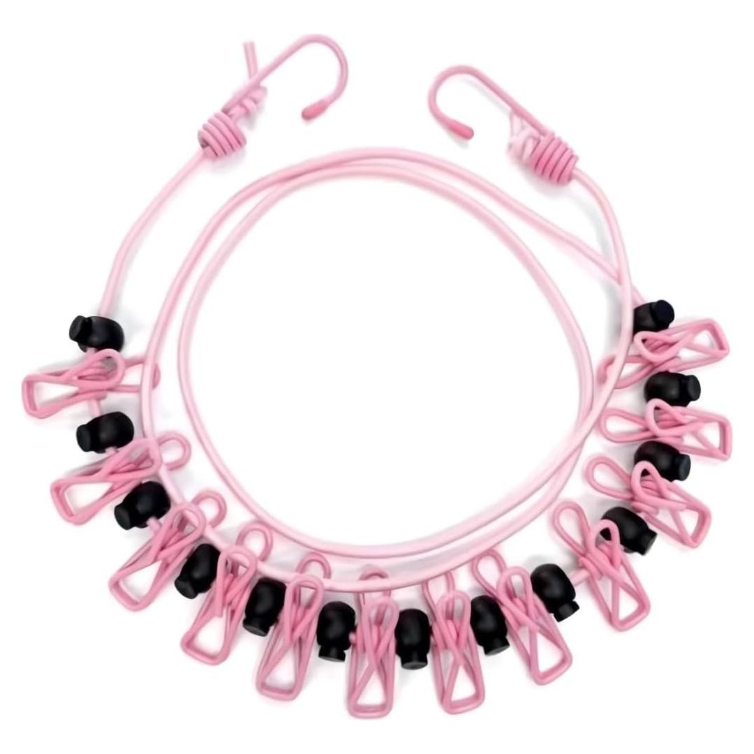 Cuerda de Ropa Retráctil Rosa Genérico 1.83-3.05m con Clips