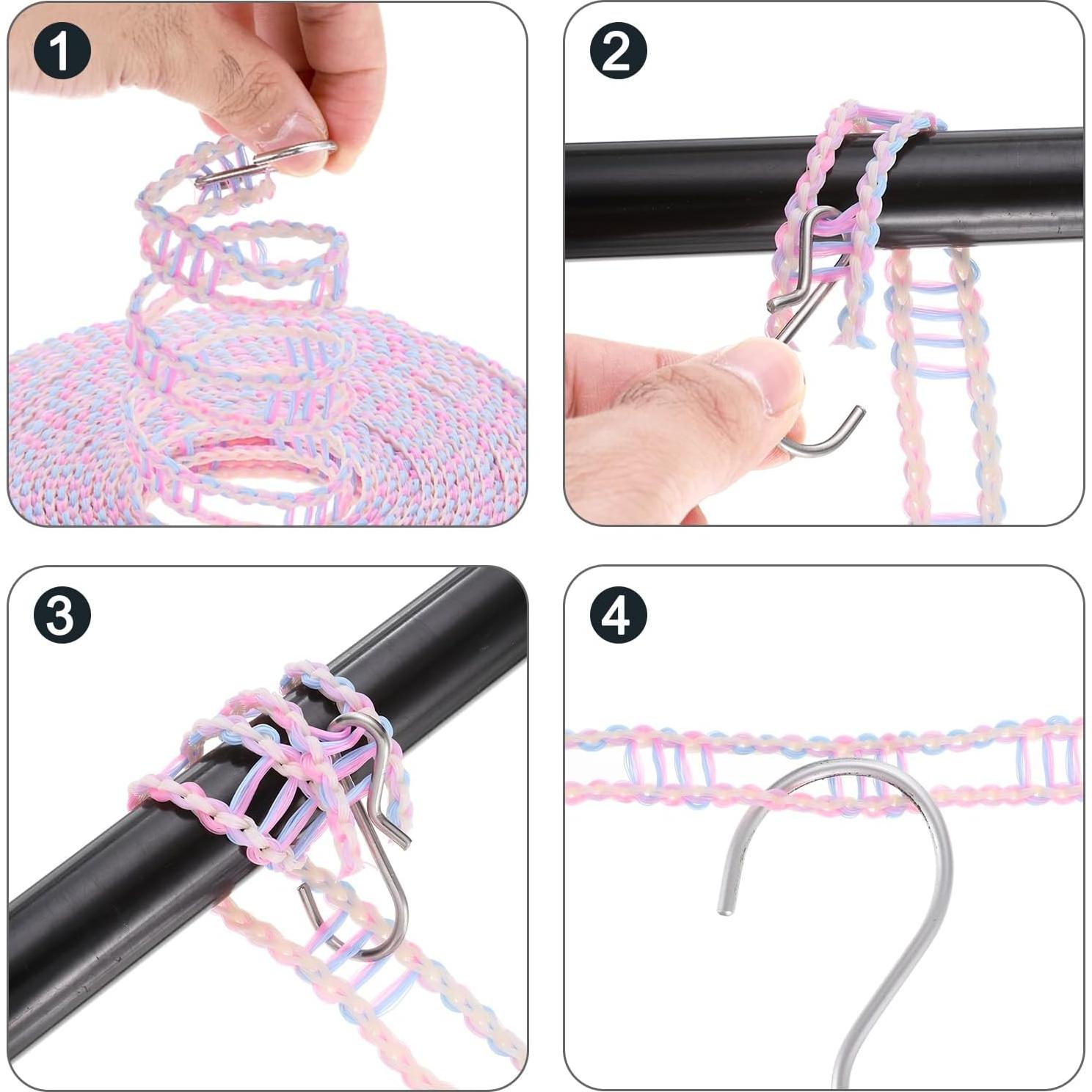 Cuerda de Ropa Portátil uxcell 8M Antideslizante Blanca