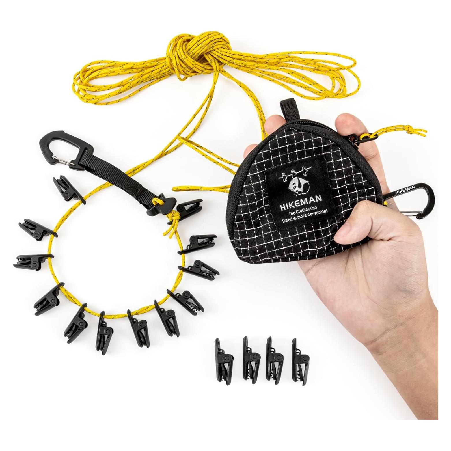 Línea de Ropa Portátil HIKEMAN 7m Ajustable con 16 Pinzas