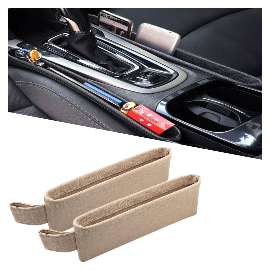 Organizador de Asiento de Coche Tumecos 2 Piezas Cuero Beige