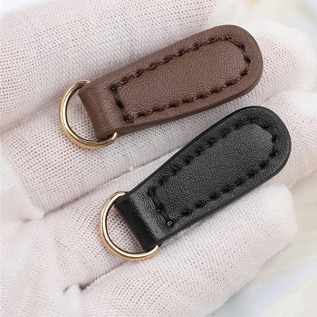 4 Tiradores de Cremallera de Cuero Teensery - Negro y Marrón