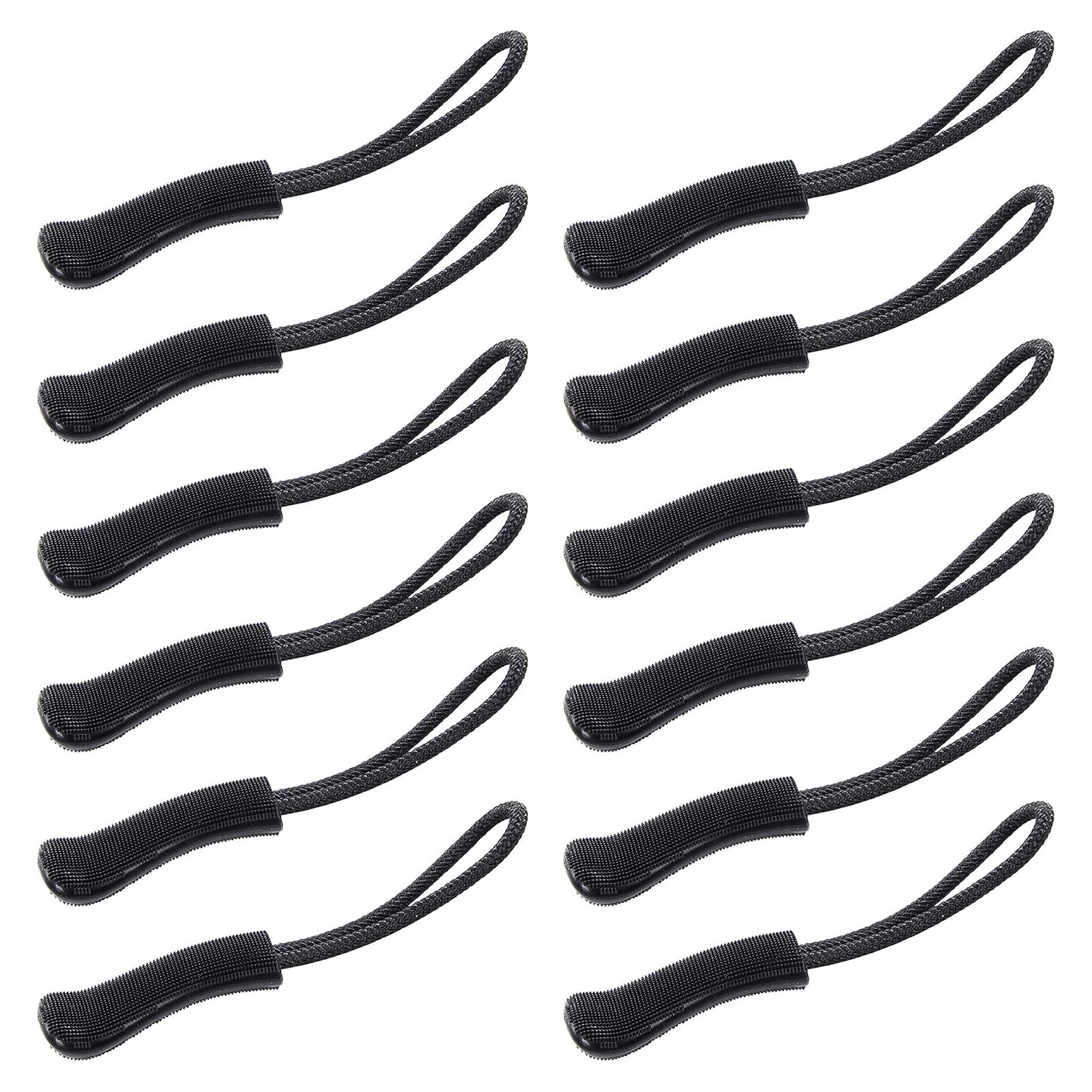 Tiradores de Cremallera Wisdompro 12 Pcs Negro Antideslizante