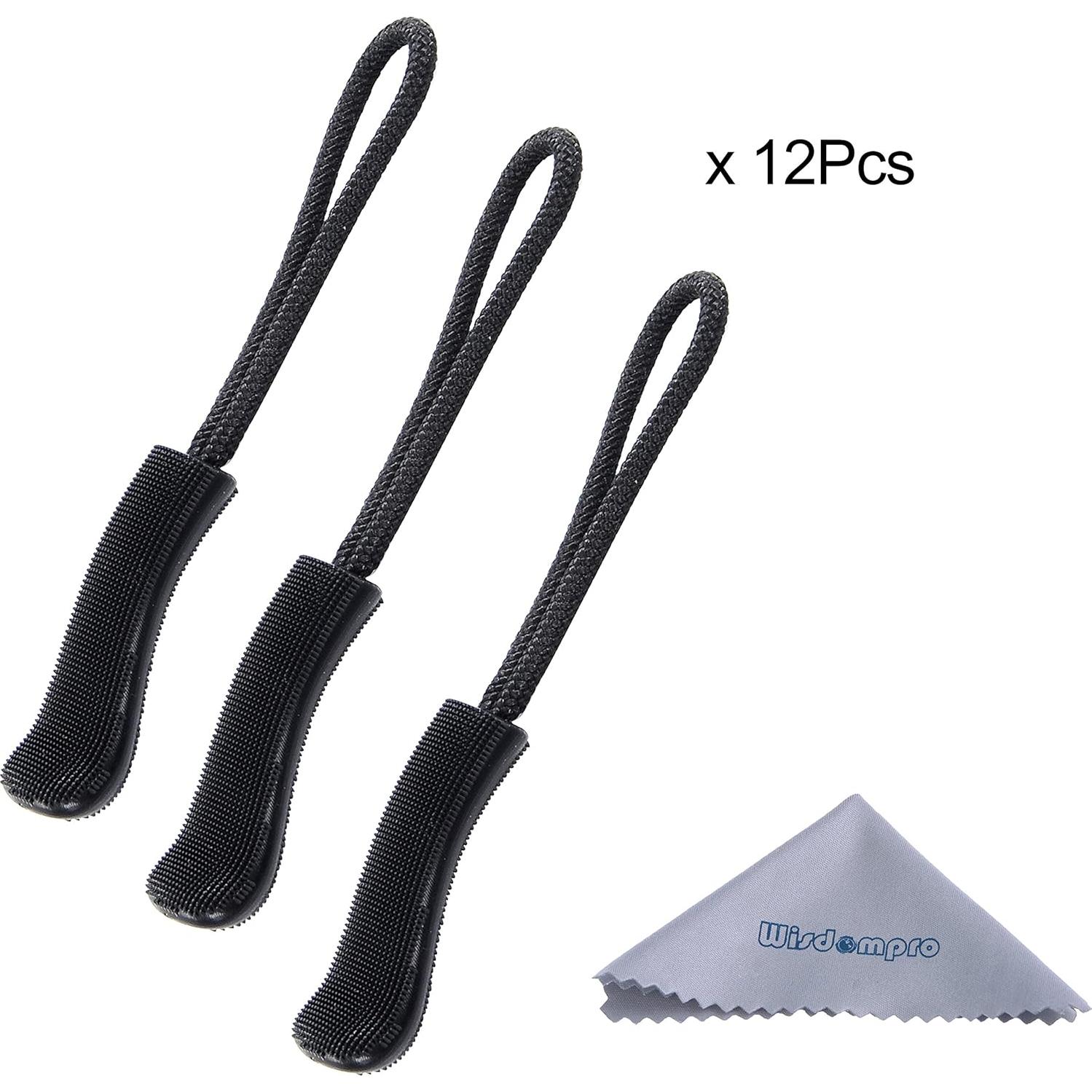 Tiradores de Cremallera Wisdompro 12 Pcs Negro Antideslizante