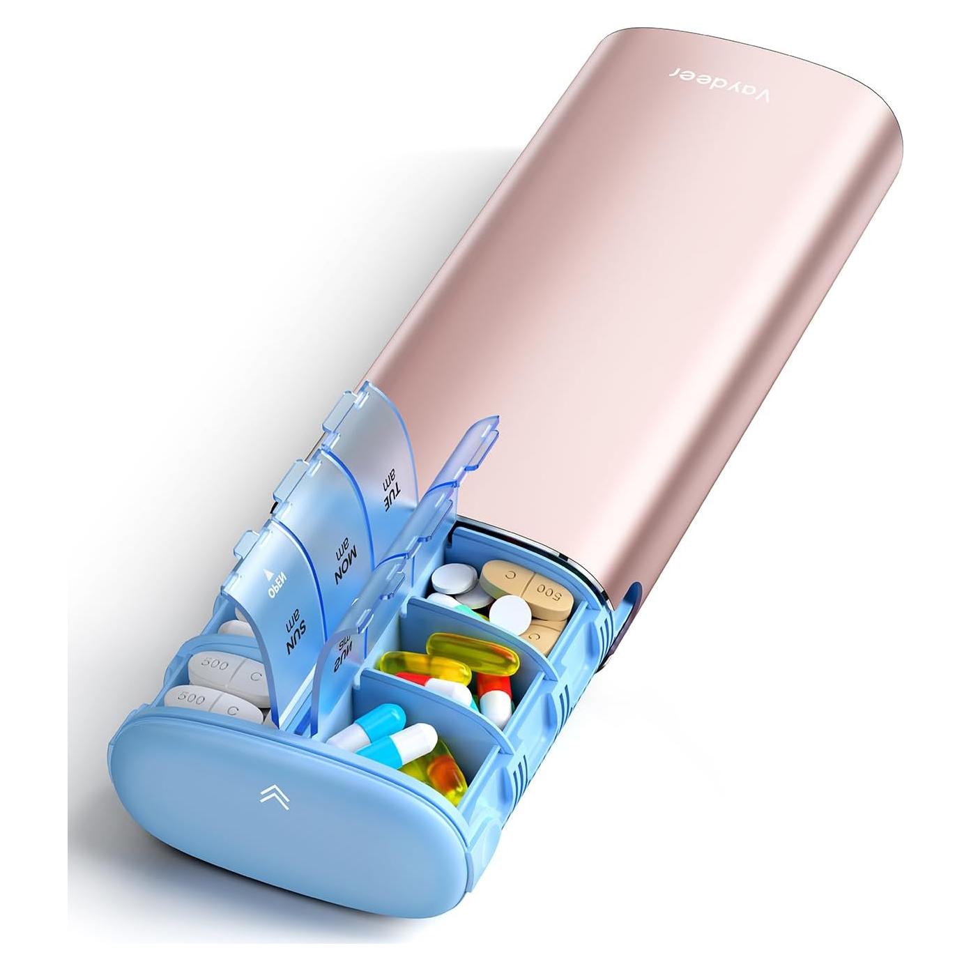 Organizador Semanal de Pastillas Vaydeer AM PM Oro Rosa