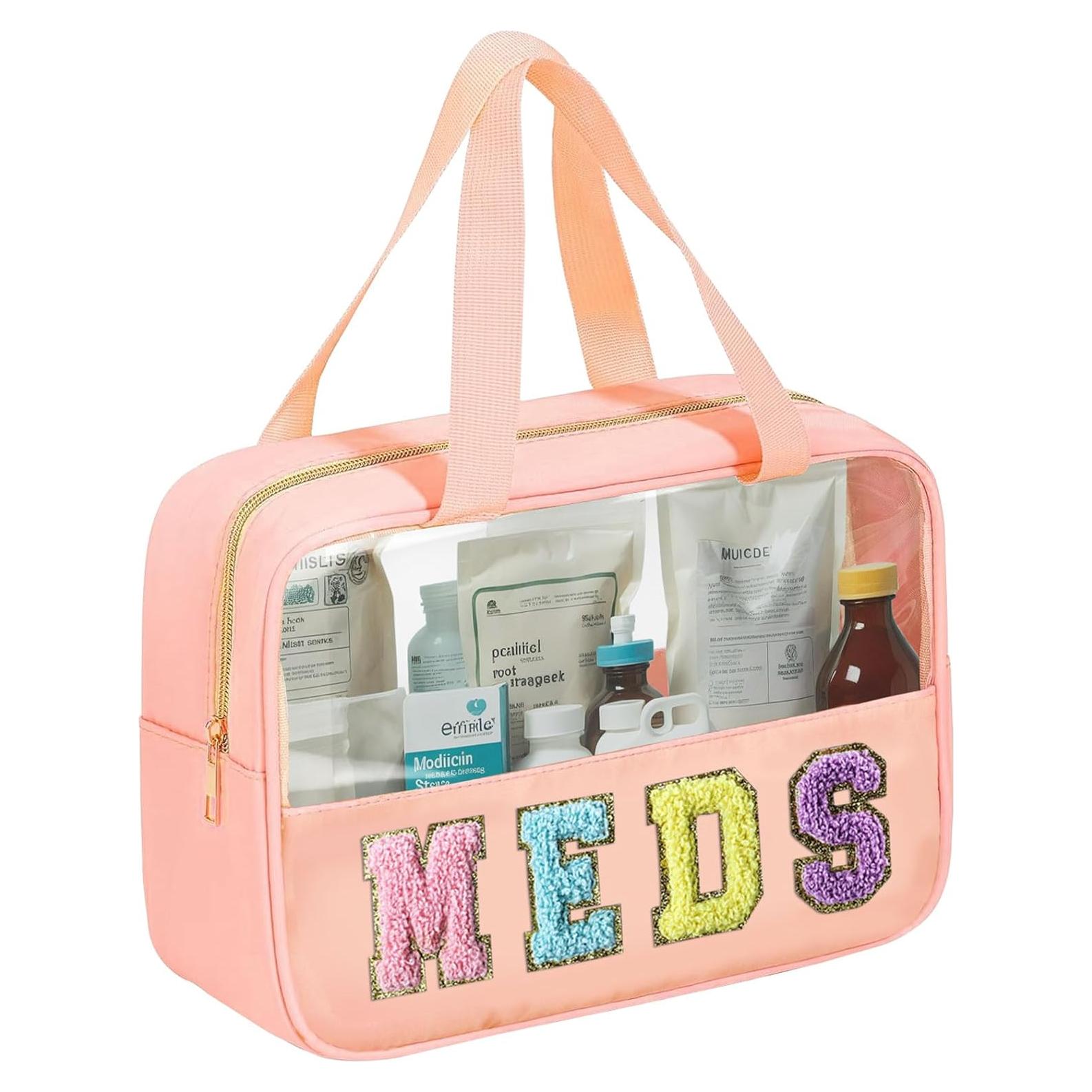 Bolsa de Maquillaje Transparente BuyCard Rosa con Asa y Cremallera