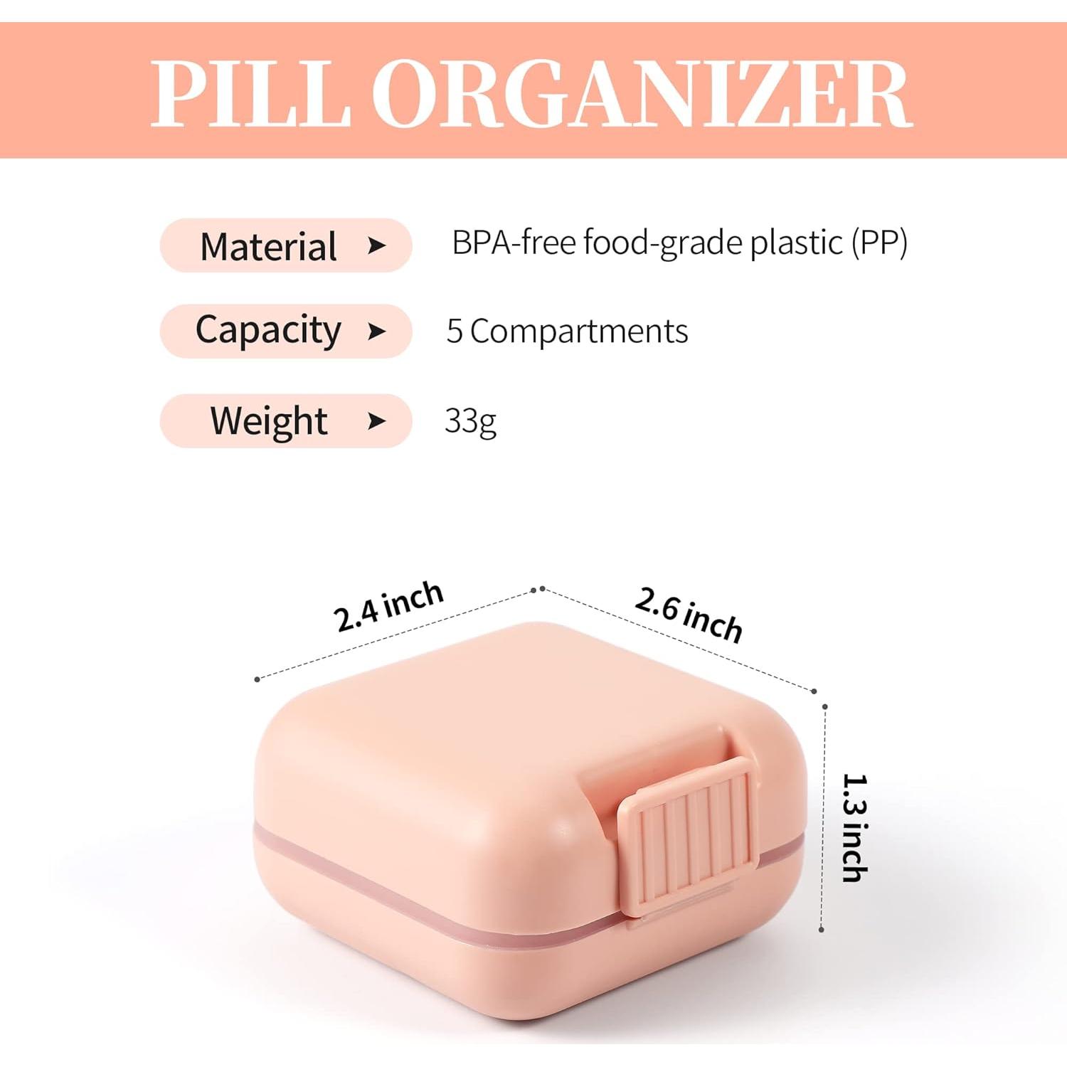Organizador de Pastillas Dynippy PC-Rosa 5 Compartimentos Portátil