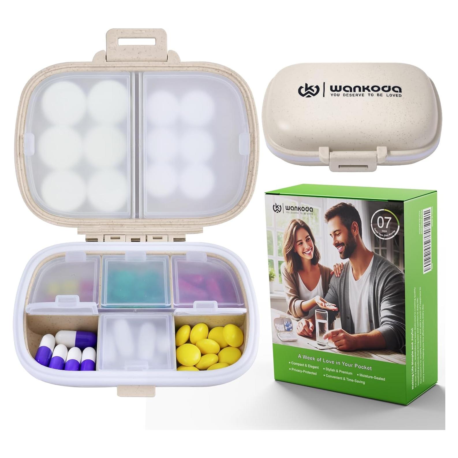 Organizador de Pastillas WANKODA - Estuche Portátil 8 Compartimentos