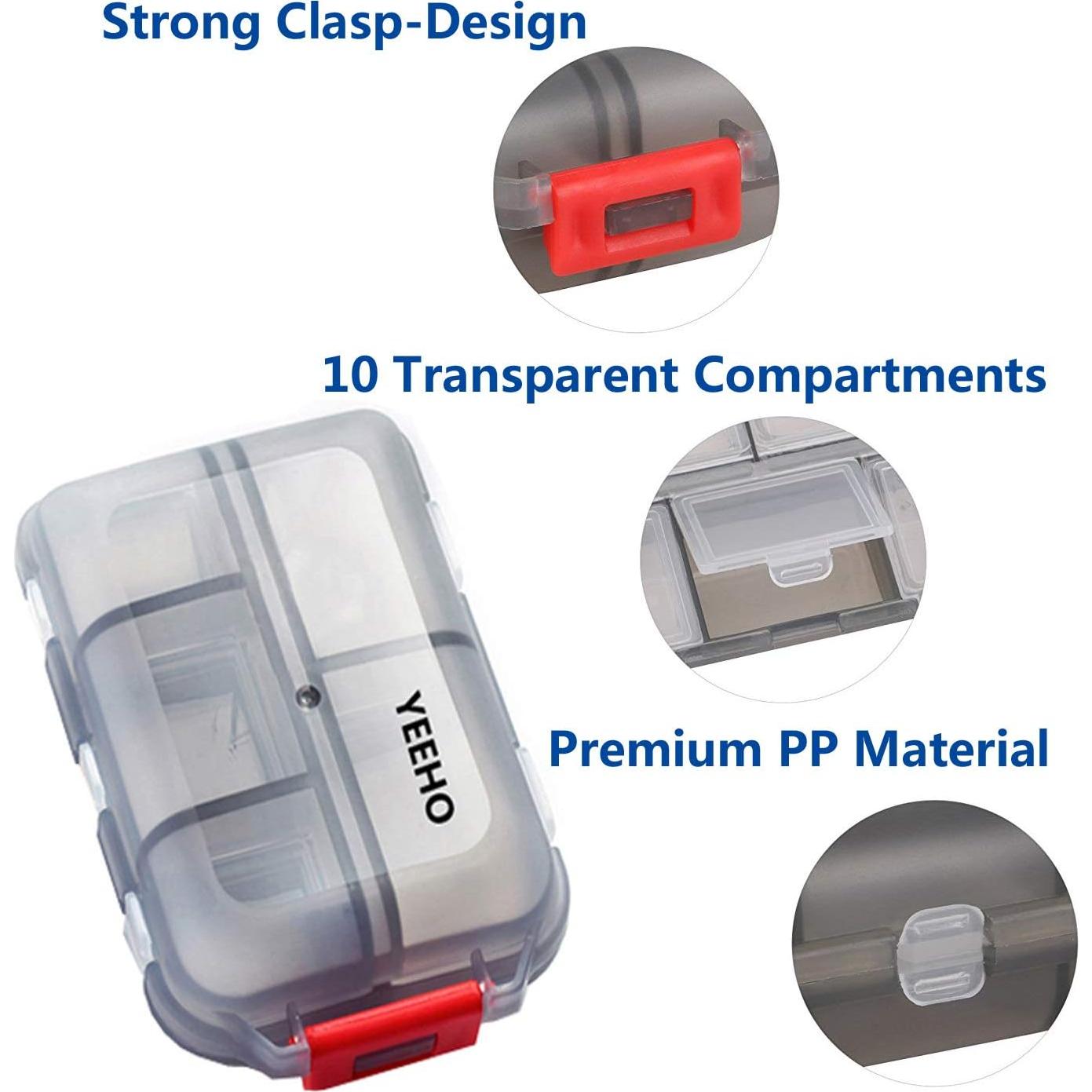 Estuche organizador de pastillas YEEHO 10 compartimentos