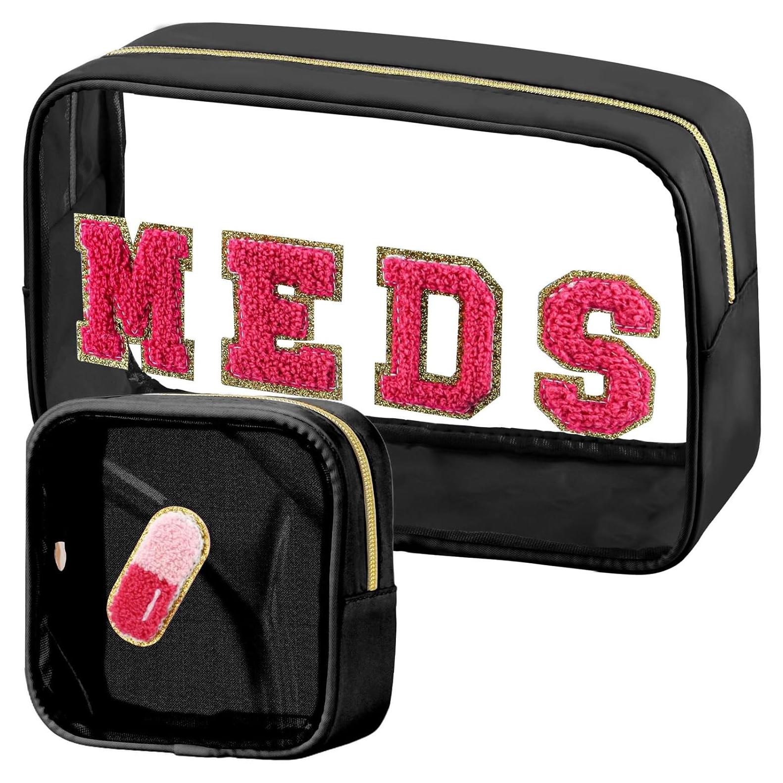 Bolsa Cosmética Preppy 2 Pcs BuyCard Nylon y PVC Negra