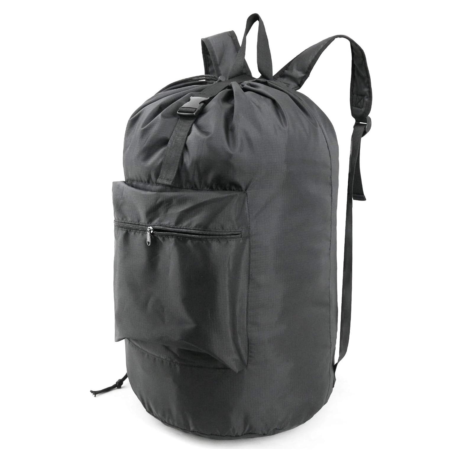 BeeGreen Mochila de Lavandería Negra 40x86 cm con Cierre y Bolsillo