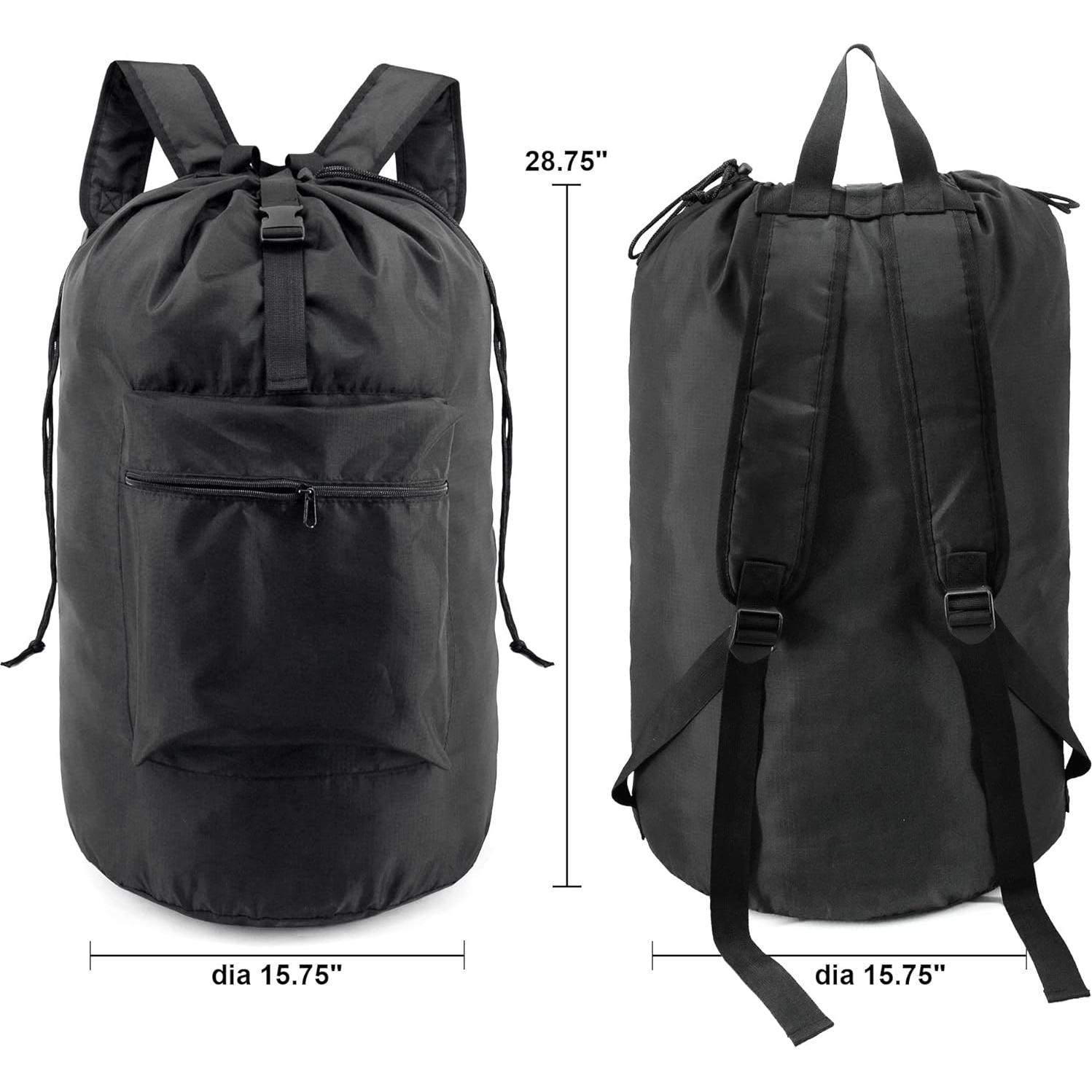 BeeGreen Mochila de Lavandería Negra 40x86 cm con Cierre y Bolsillo
