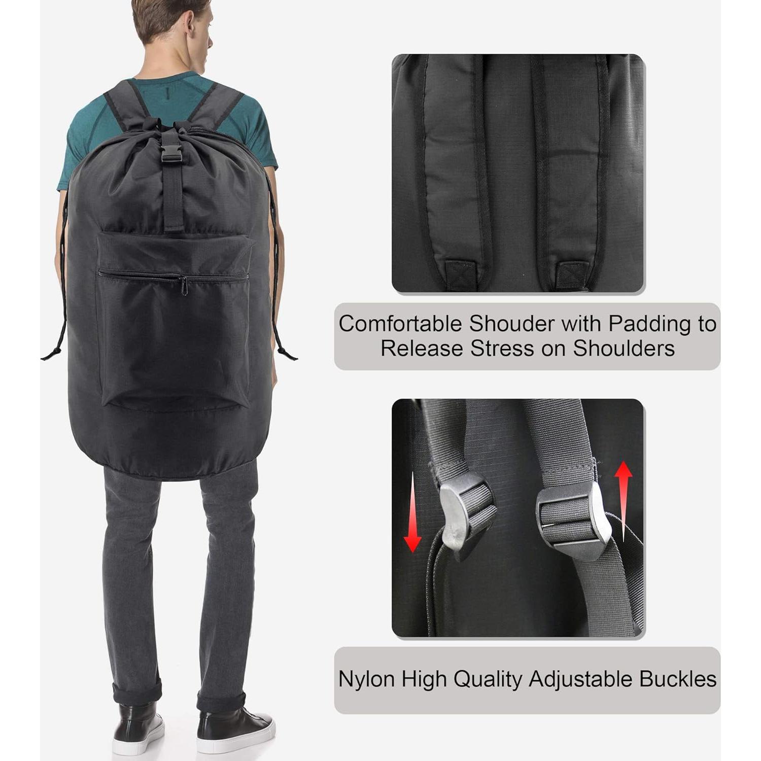 BeeGreen Mochila de Lavandería Negra 40x86 cm con Cierre y Bolsillo