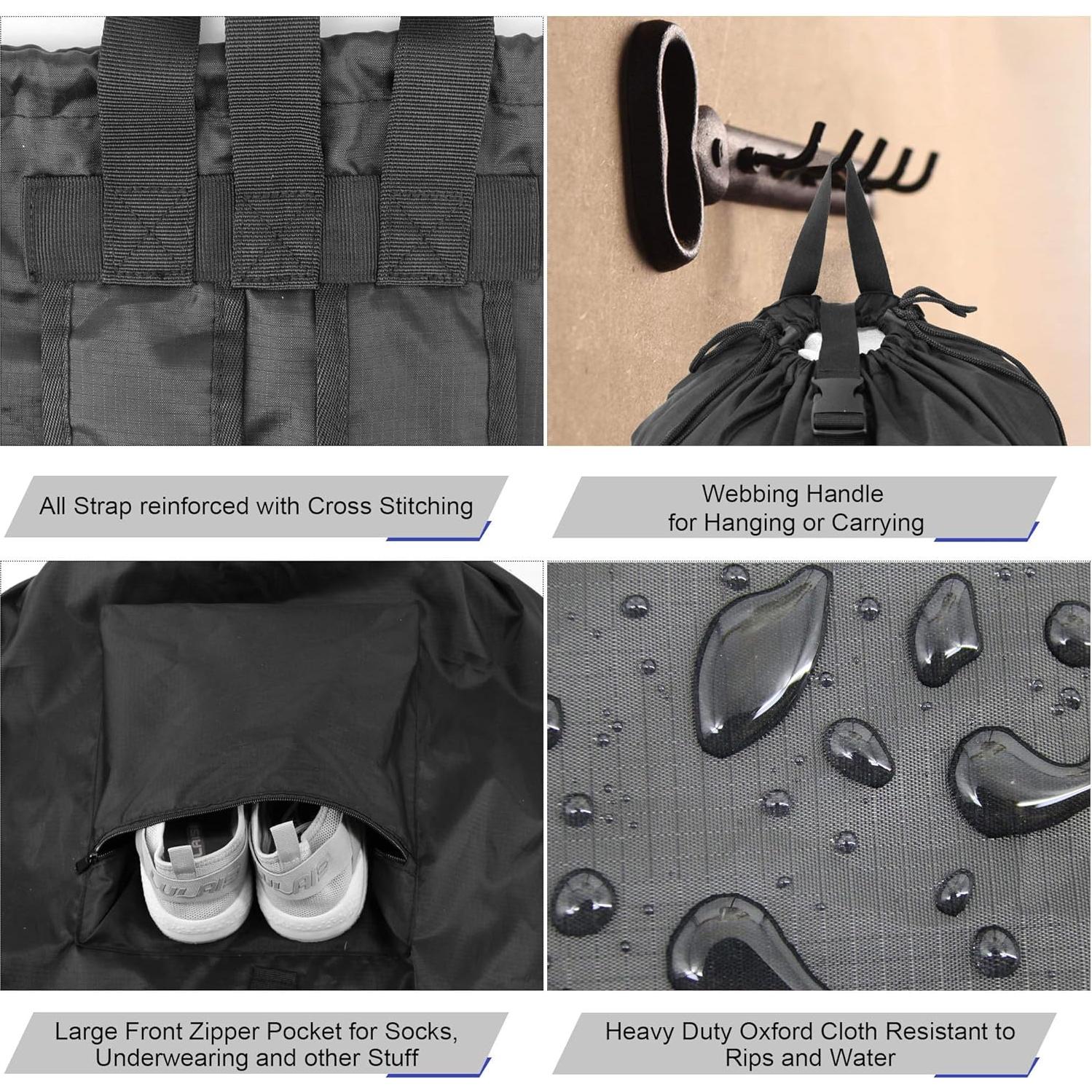 BeeGreen Mochila de Lavandería Negra 40x86 cm con Cierre y Bolsillo