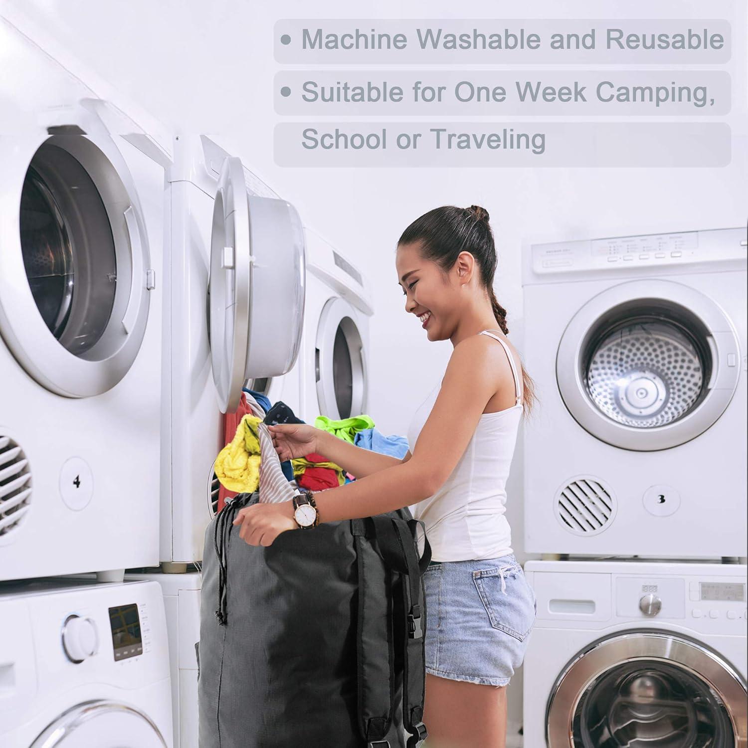 BeeGreen Mochila de Lavandería Negra 40x86 cm con Cierre y Bolsillo