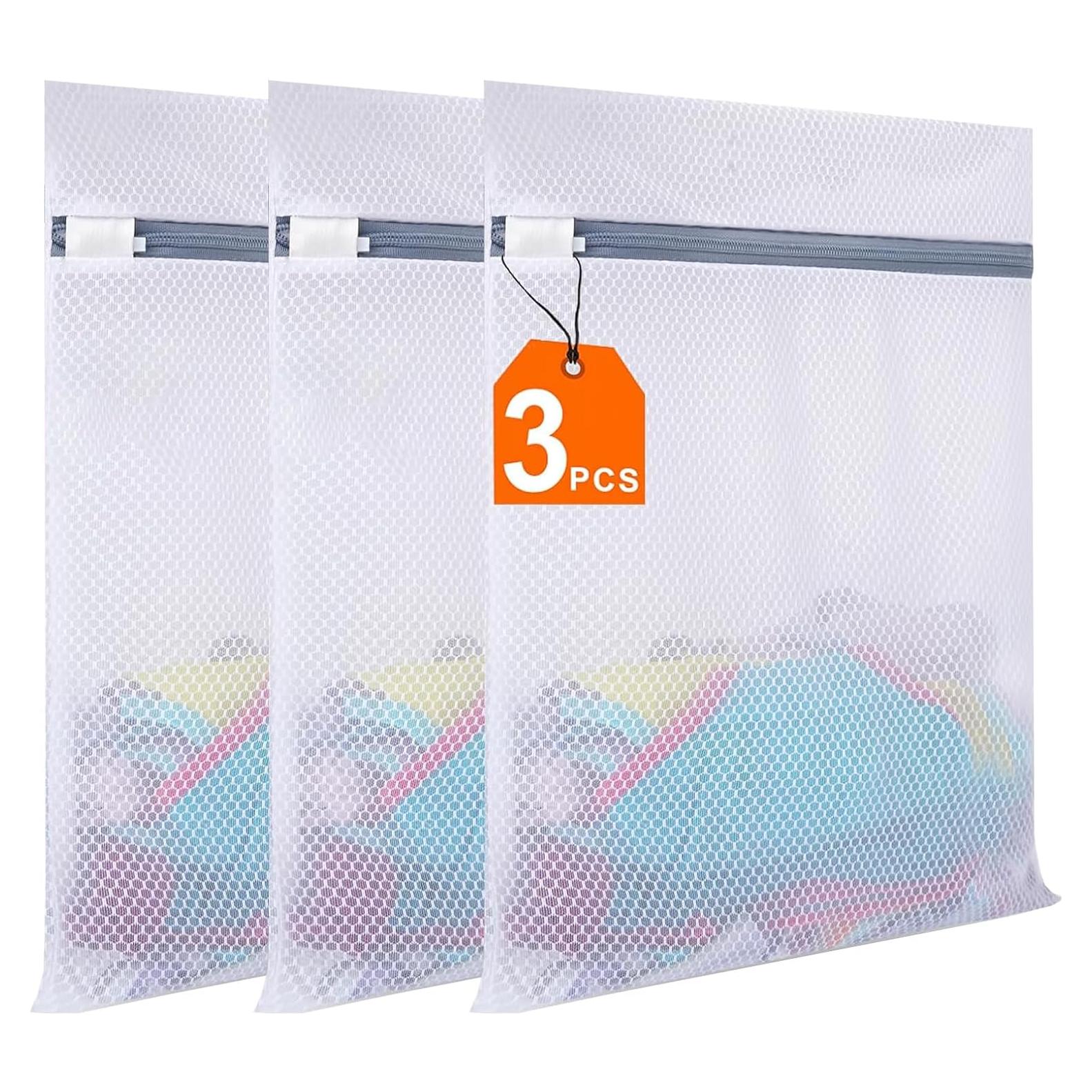 3 Bolsas de Lavandería de Malla Qgond XL 30x40 cm Resistentes