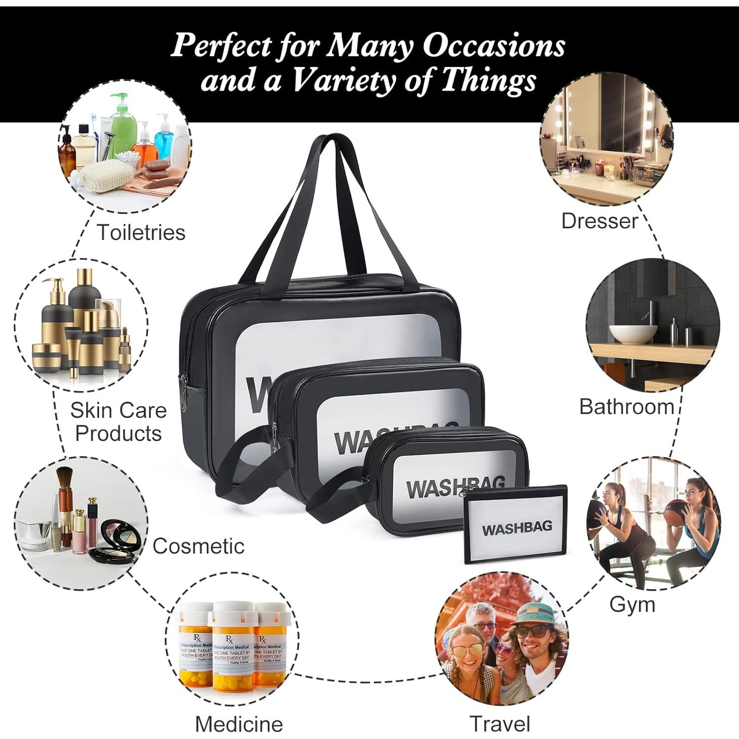 Set de 4 Bolsas de Aseo YuanCheng PU Impermeables para Viajes