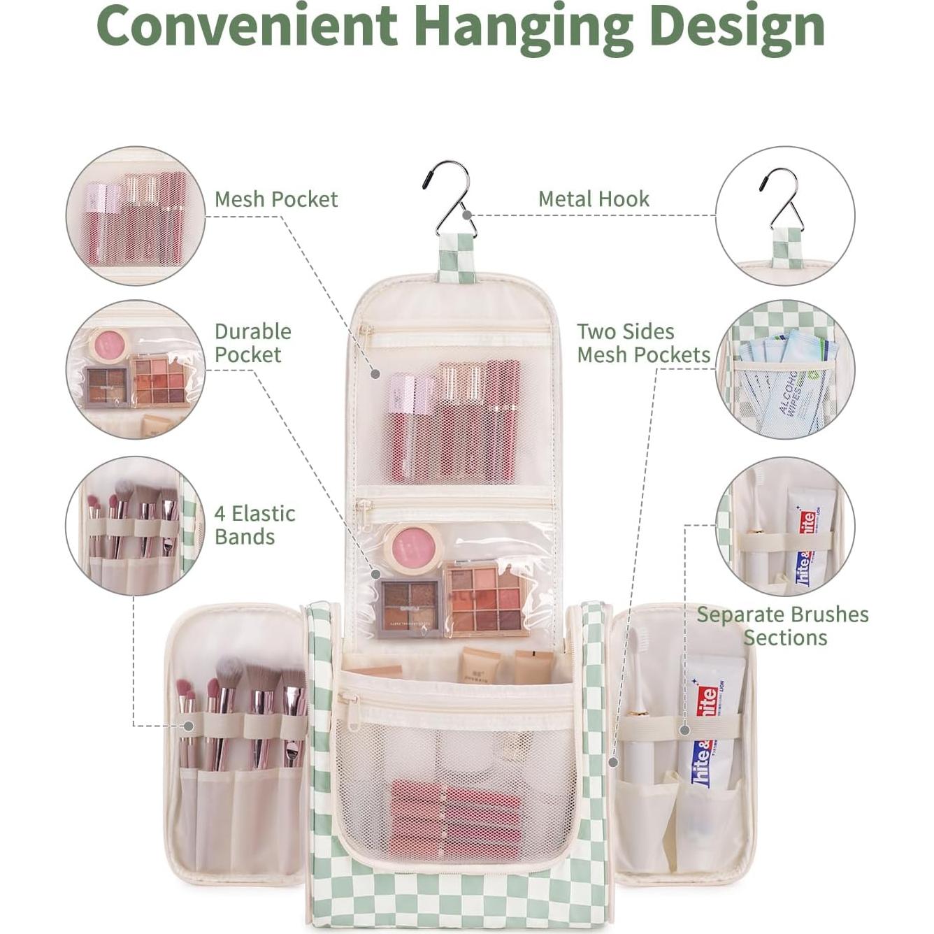 Bolsa de Aseo Colgante Narwey Grande Verde Menta 25.5x25.5x13 cm