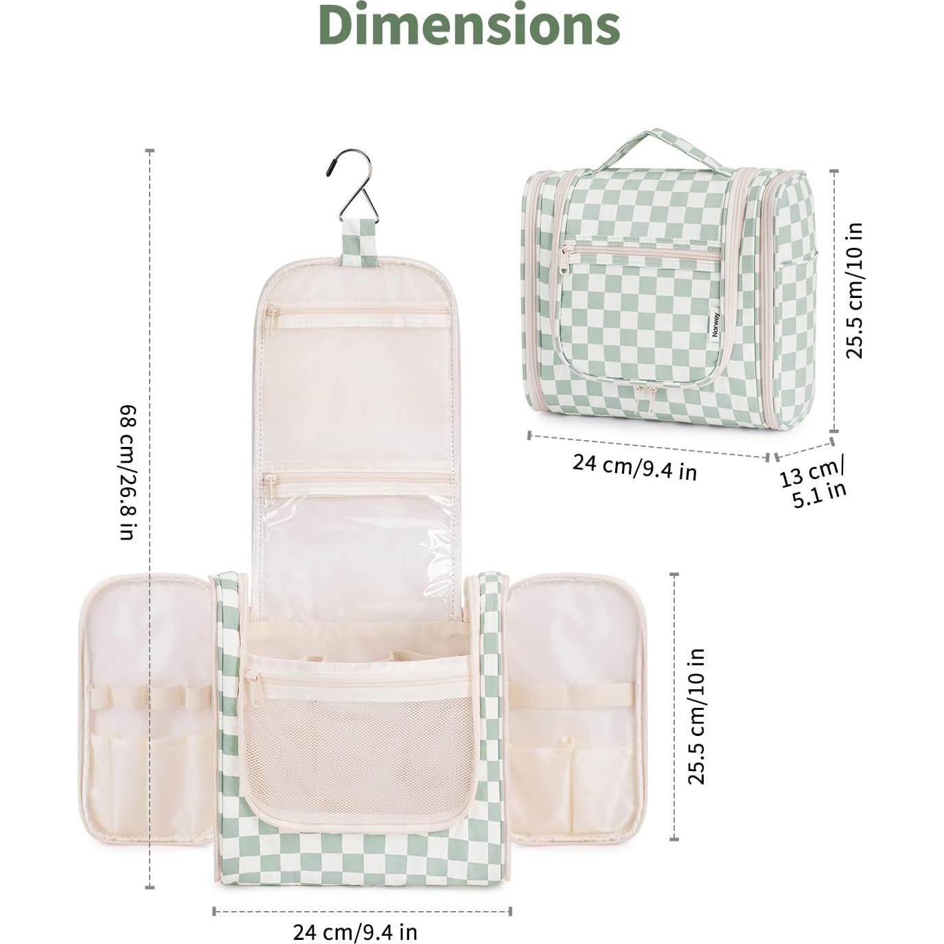 Bolsa de Aseo Colgante Narwey Grande Verde Menta 25.5x25.5x13 cm