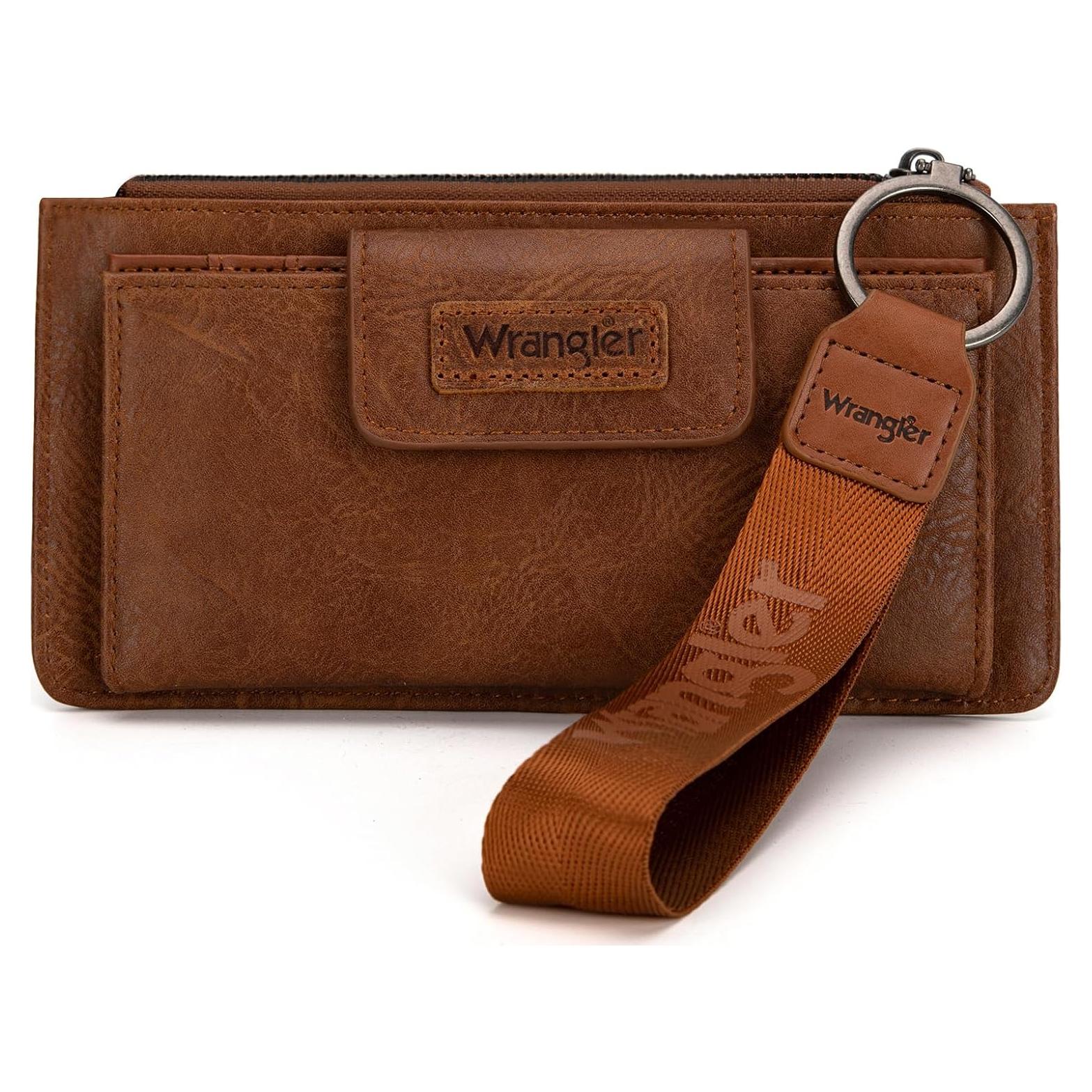 Cartera de muñeca marrón Wrangler para mujeres con RFID