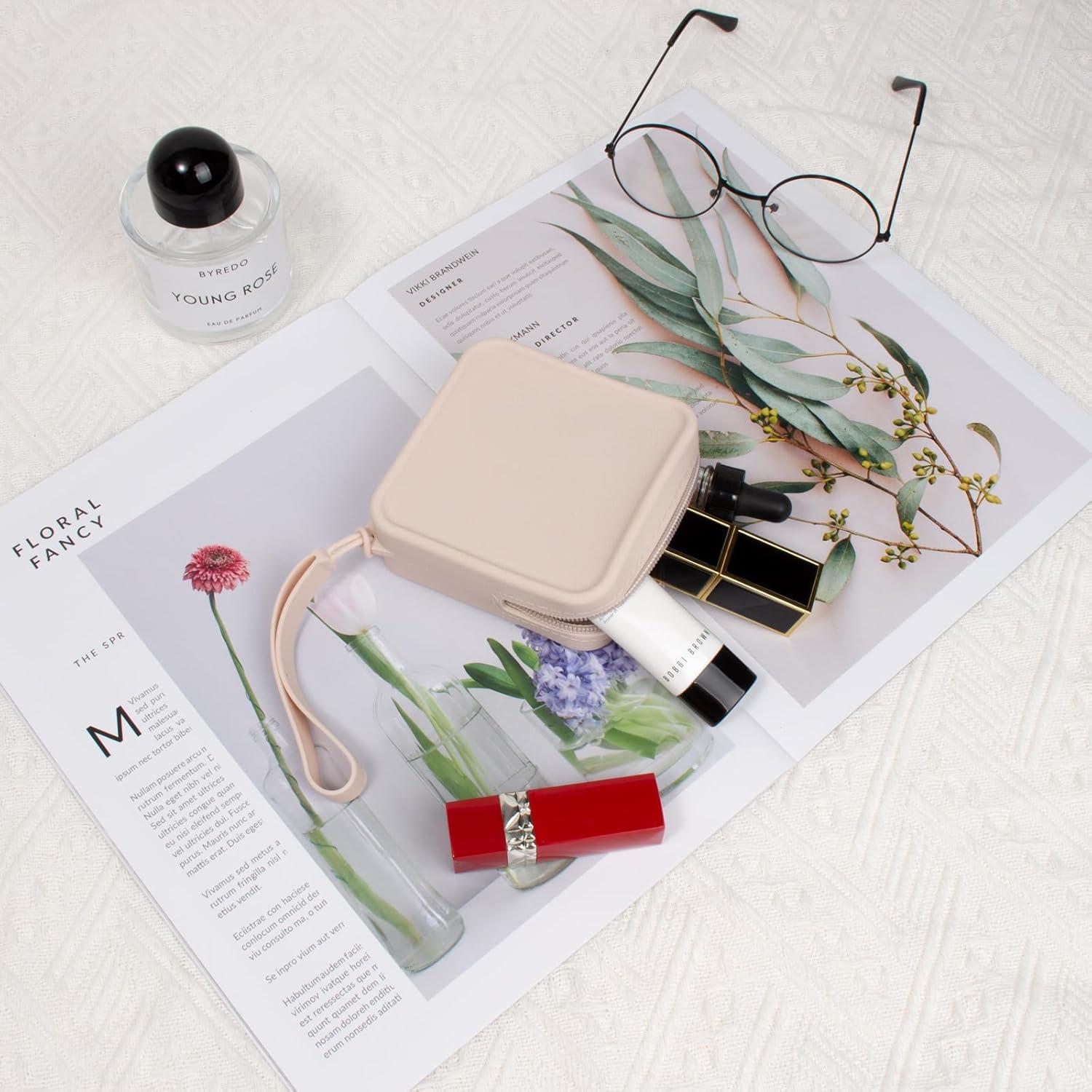 Bolsa de Maquillaje Mini Silicona Beige FFpaw 10x3.5cm