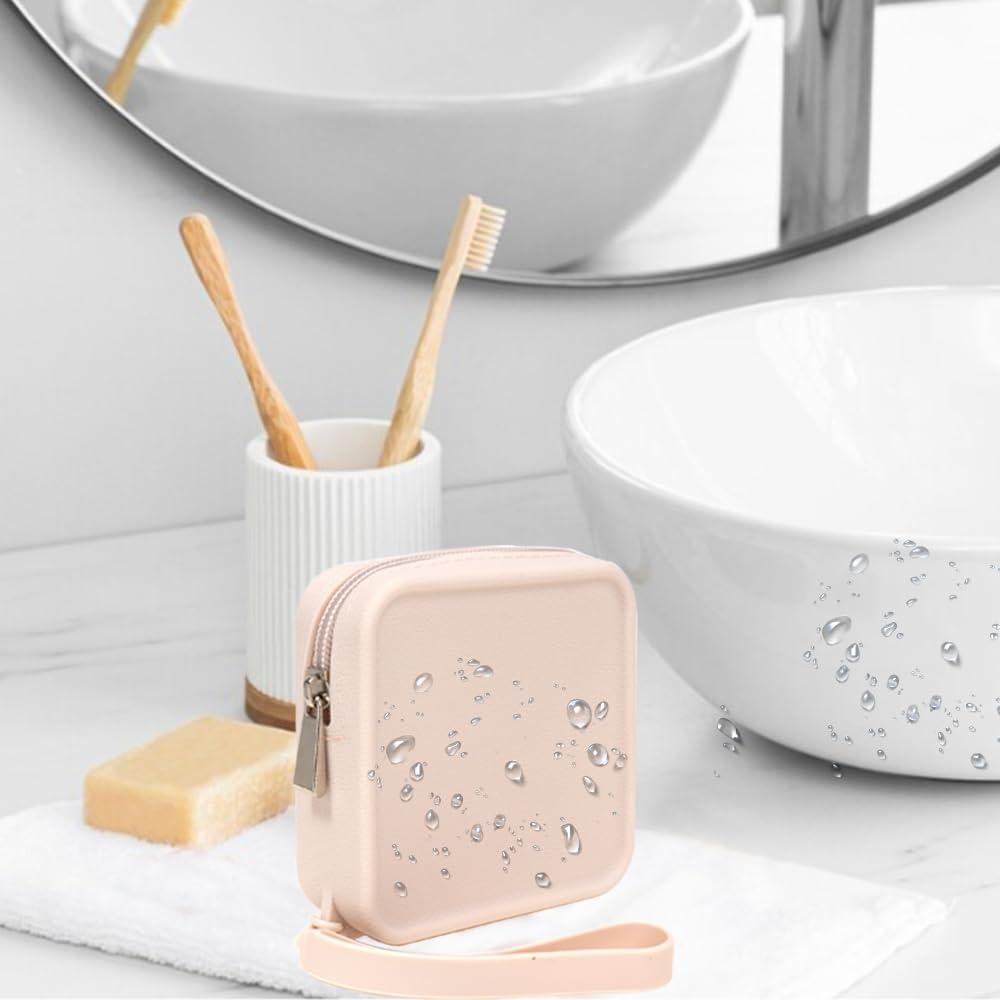 Bolsa de Maquillaje Mini Silicona Beige FFpaw 10x3.5cm