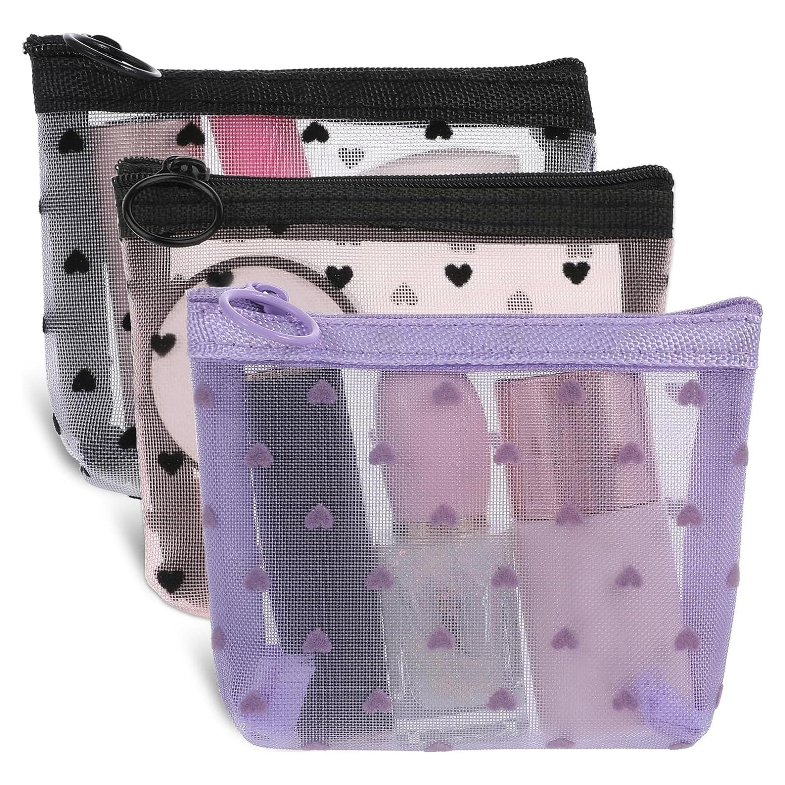 Bolsas de Maquillaje Mini Aiyorse 3 Piezas con Estampado Corazón