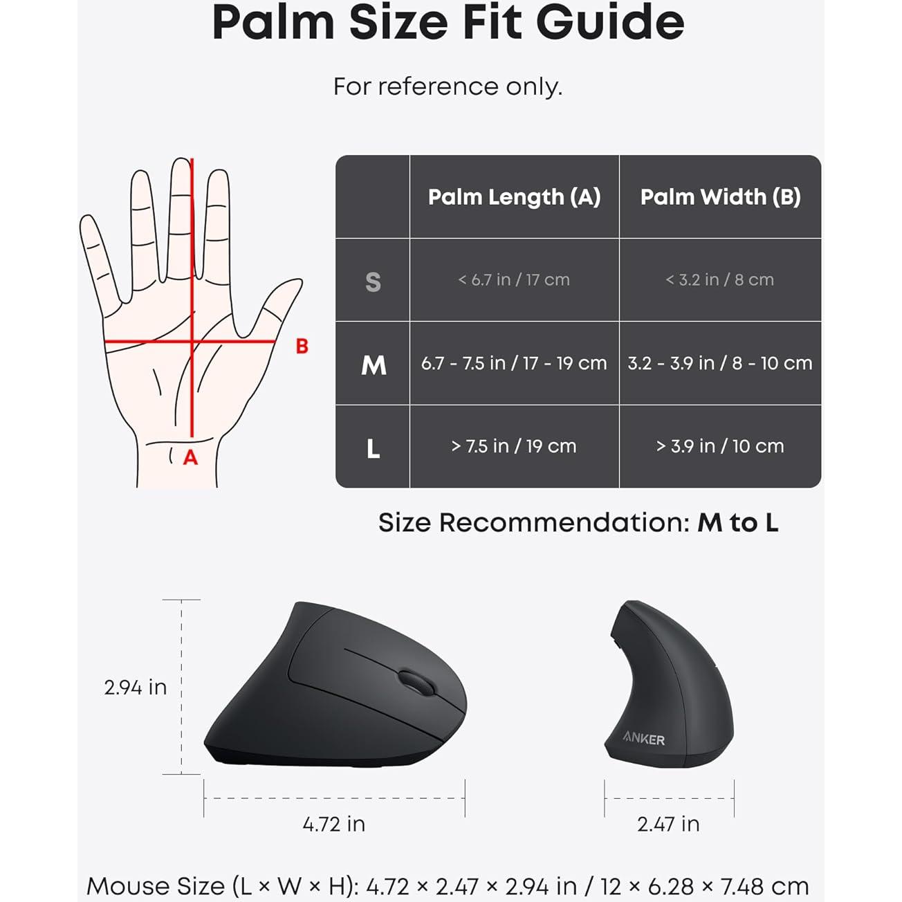 Ratón Óptico Vertical Ergonómico Inalámbrico Anker 2.4G 800-1600 DPI