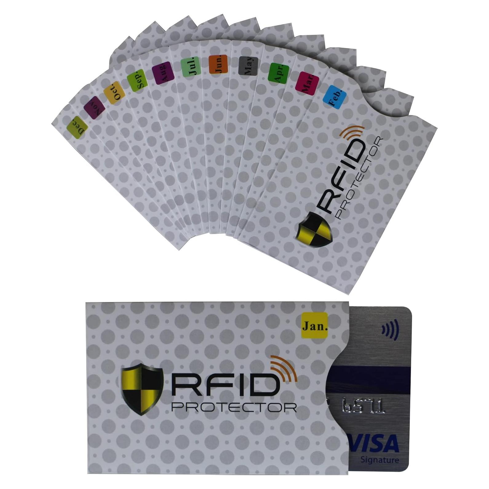 Juego de 12 Fundas RFID Protección Tarjetas Crédito Blanco