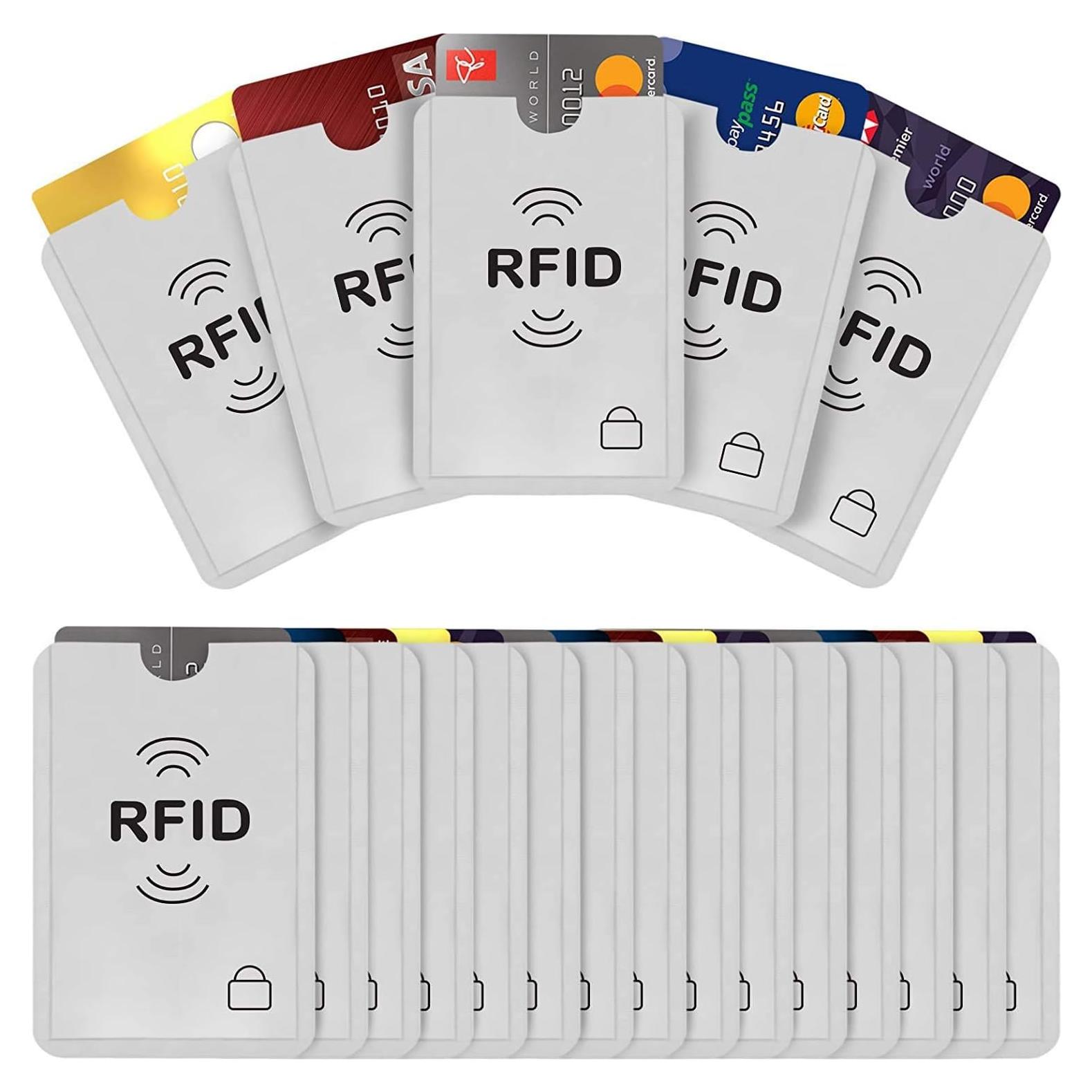 20 Fundas de Aluminio RFID Bloqueadoras Plata - Protección Tarjetas