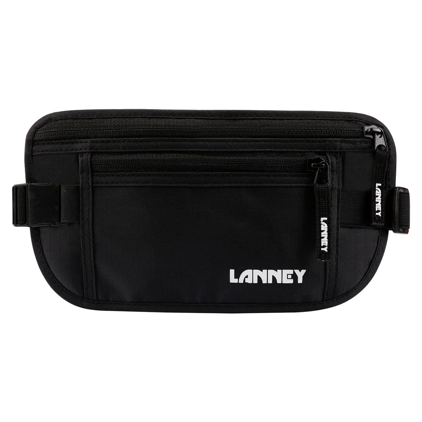 Cinturón de Dinero LANNEY RFID Negro para Viajes y Documentos