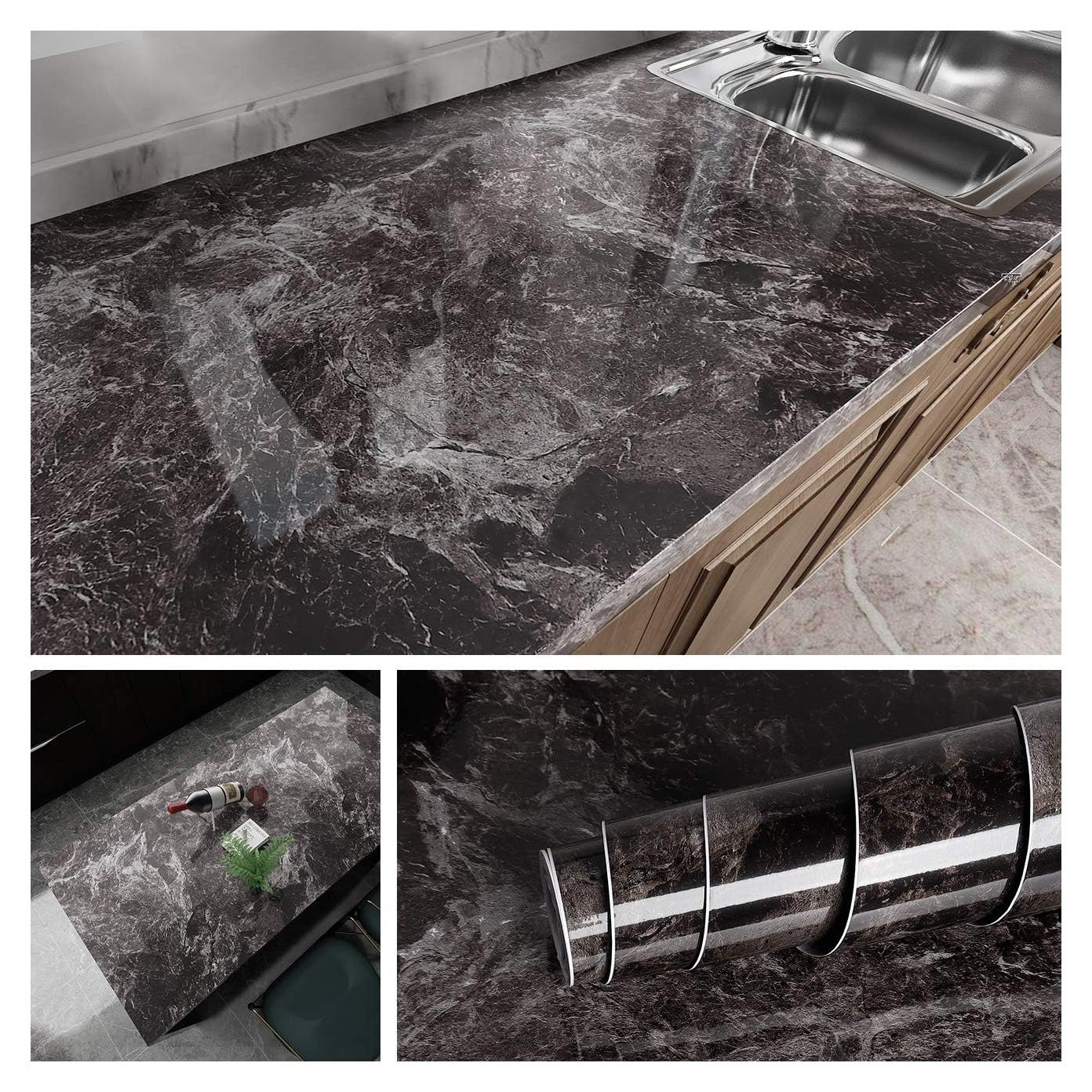 Papel Contacto Impermeable Livelynine Mármol Oscuro 40cm x 200cm