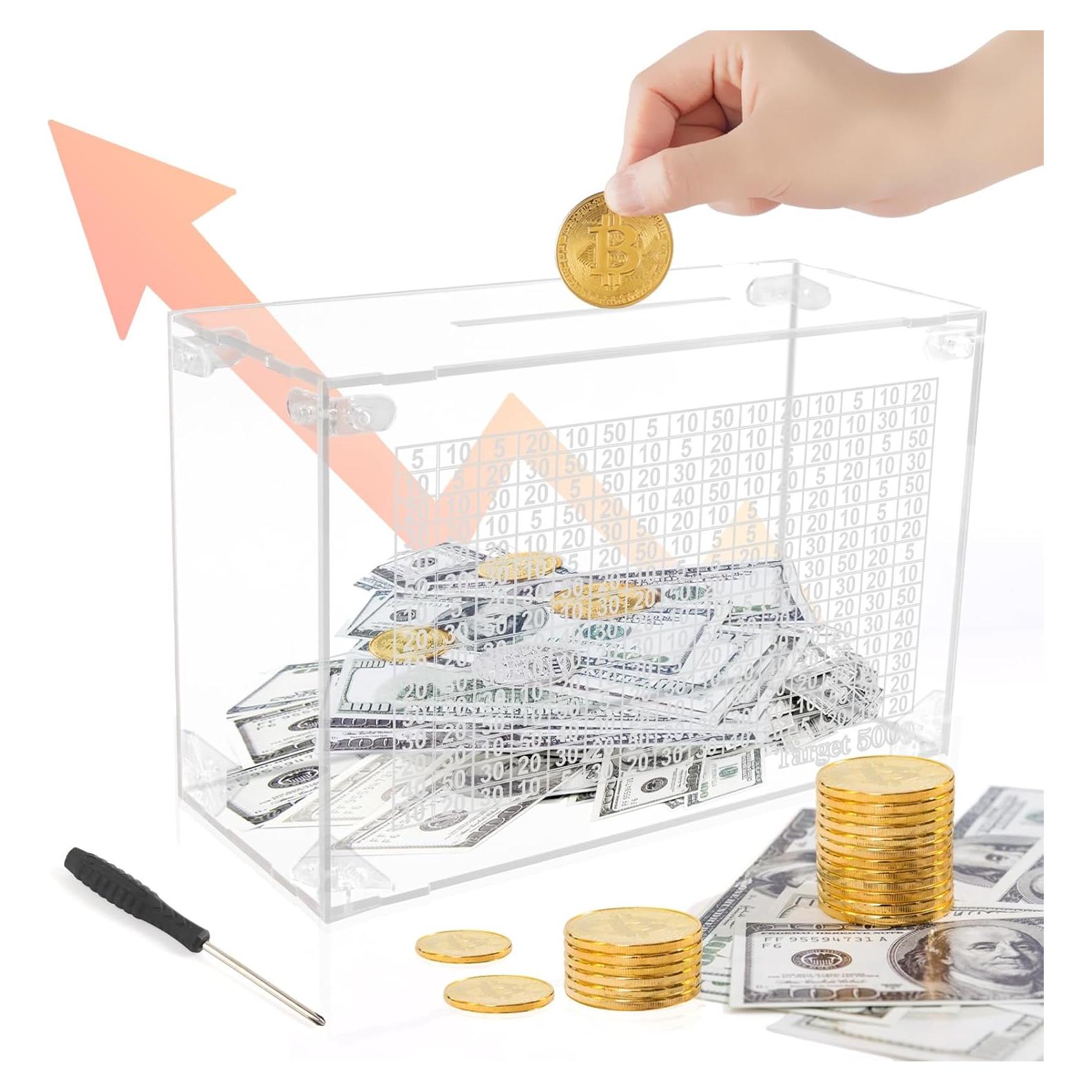 Bote de Ahorro Acrílico Transparente 0.55 kg con Contador