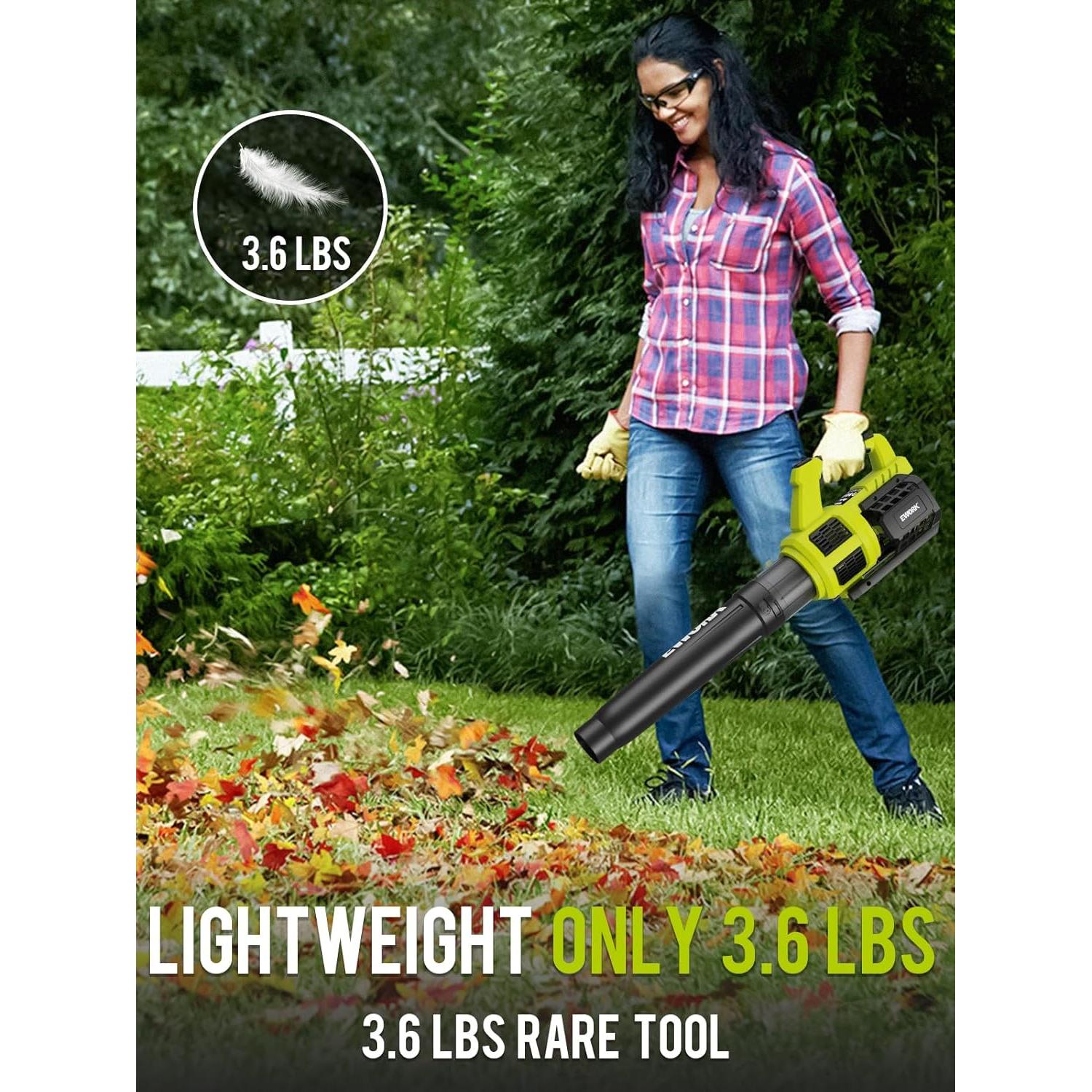 EWORK Soplador de Hojas Inalámbrico 21V Turbo 1.63kg